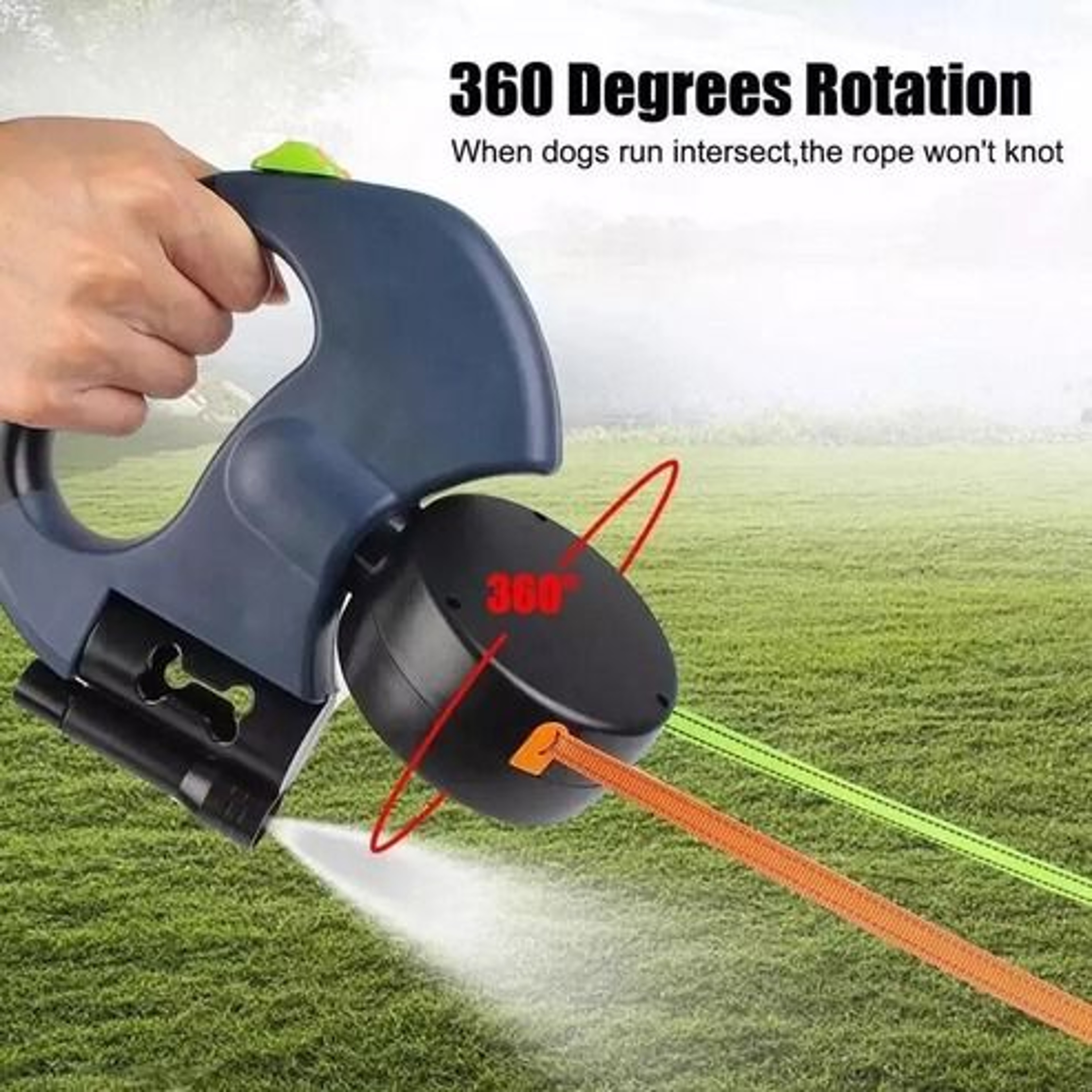 Reflective Dual Pet Leash Retractable 360 Swivel Double Dog Walking Lead 8