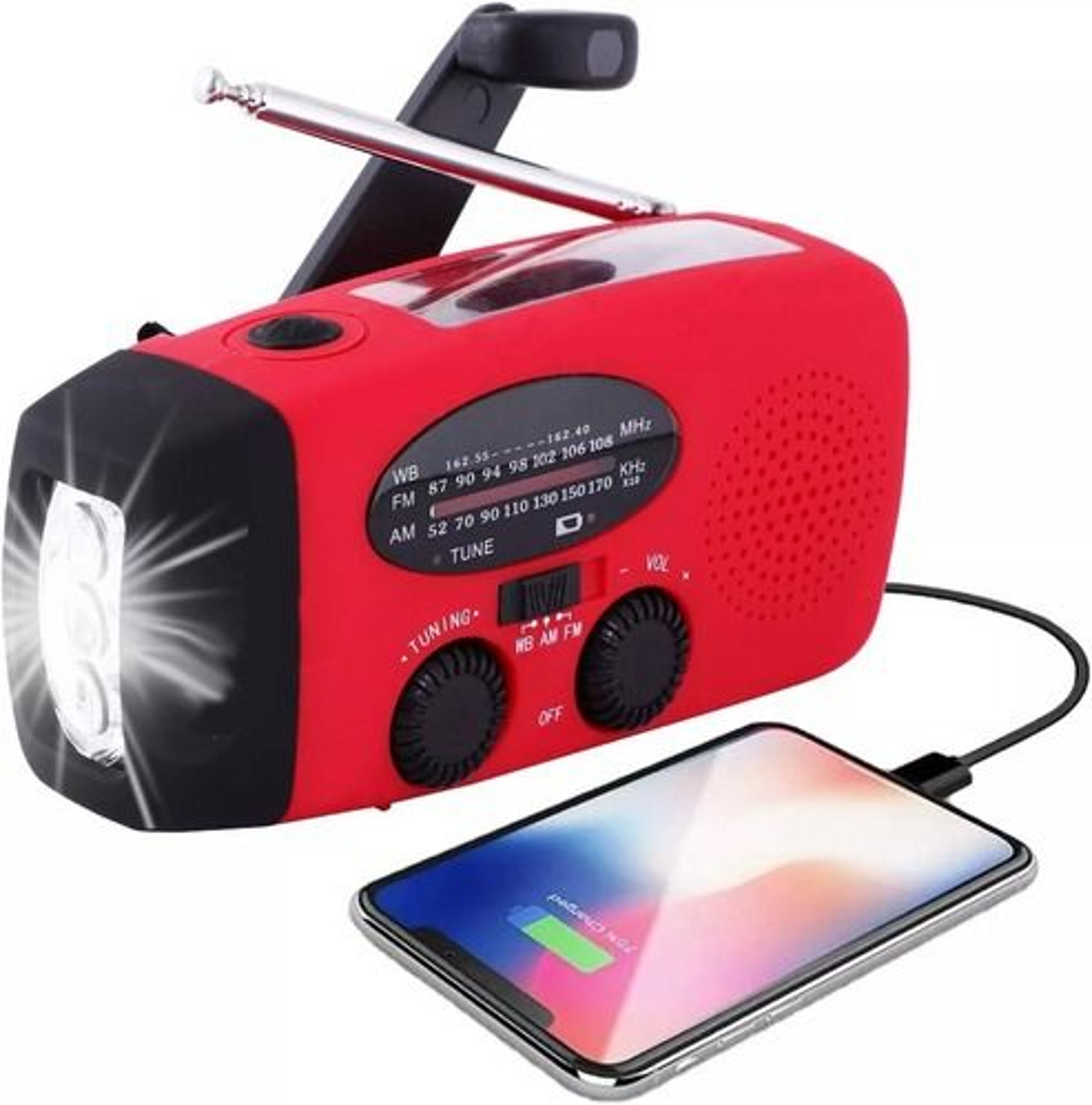 Solar Hand Crank Emergency Radio Power Bank Weather Alerts LED Flash Light Portable Charging 8