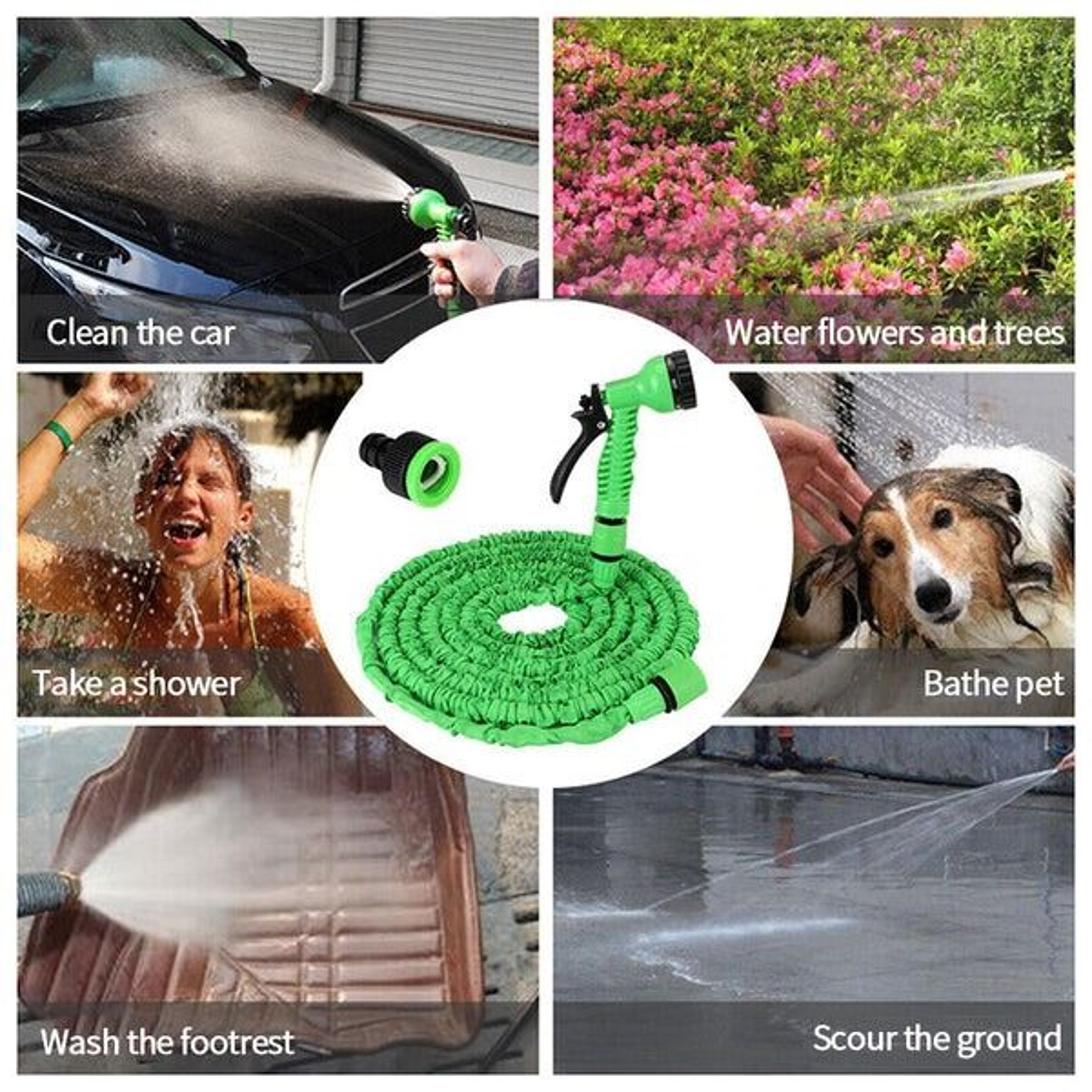 Flexible Garden Water Hose W Spray Nozzle Expanding Expandable Hose For Easy Outdoor Watering 7