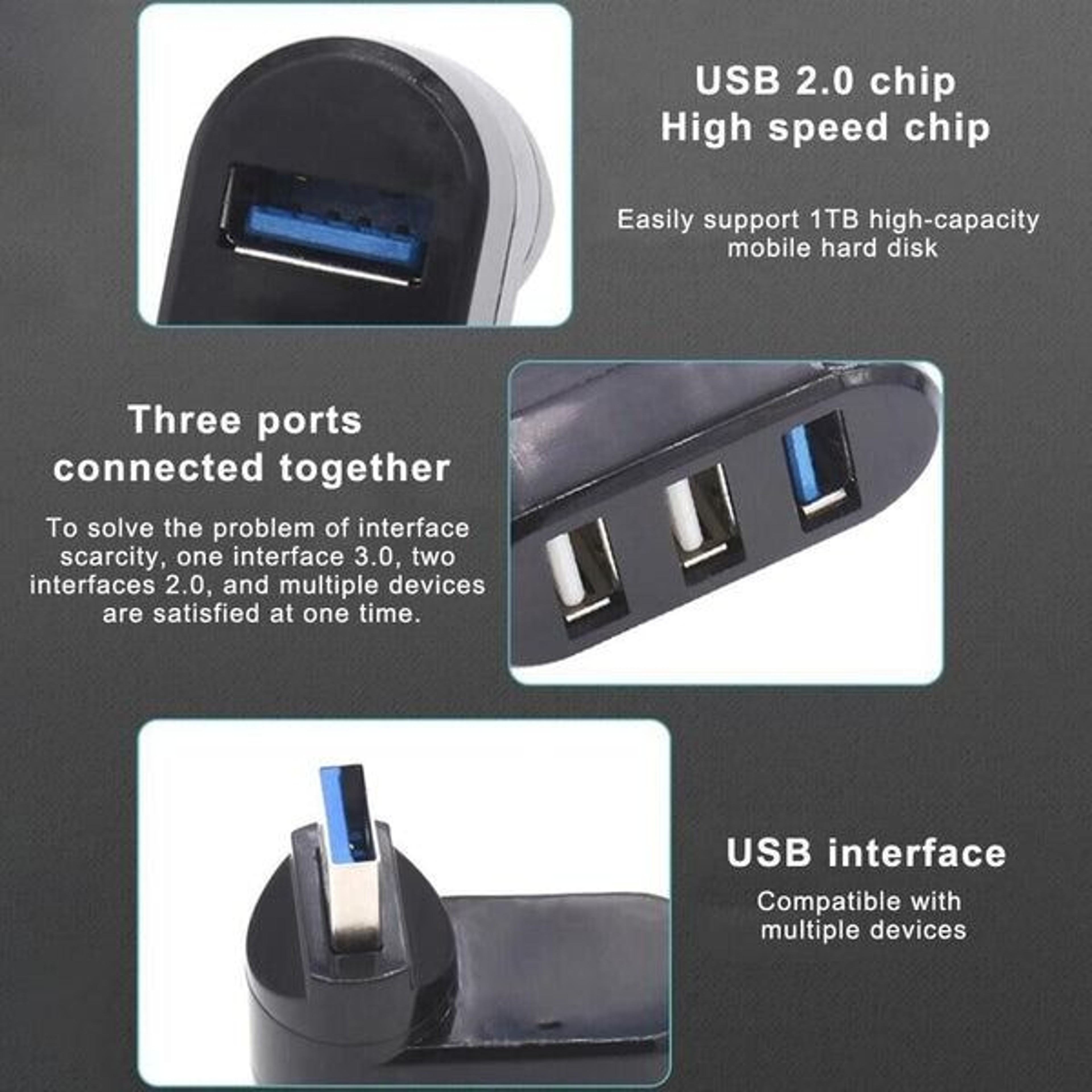 3 Port USB Hub High Speed Multi HUB Splitter Expansion For Desktop PC And Laptop Adapter 4