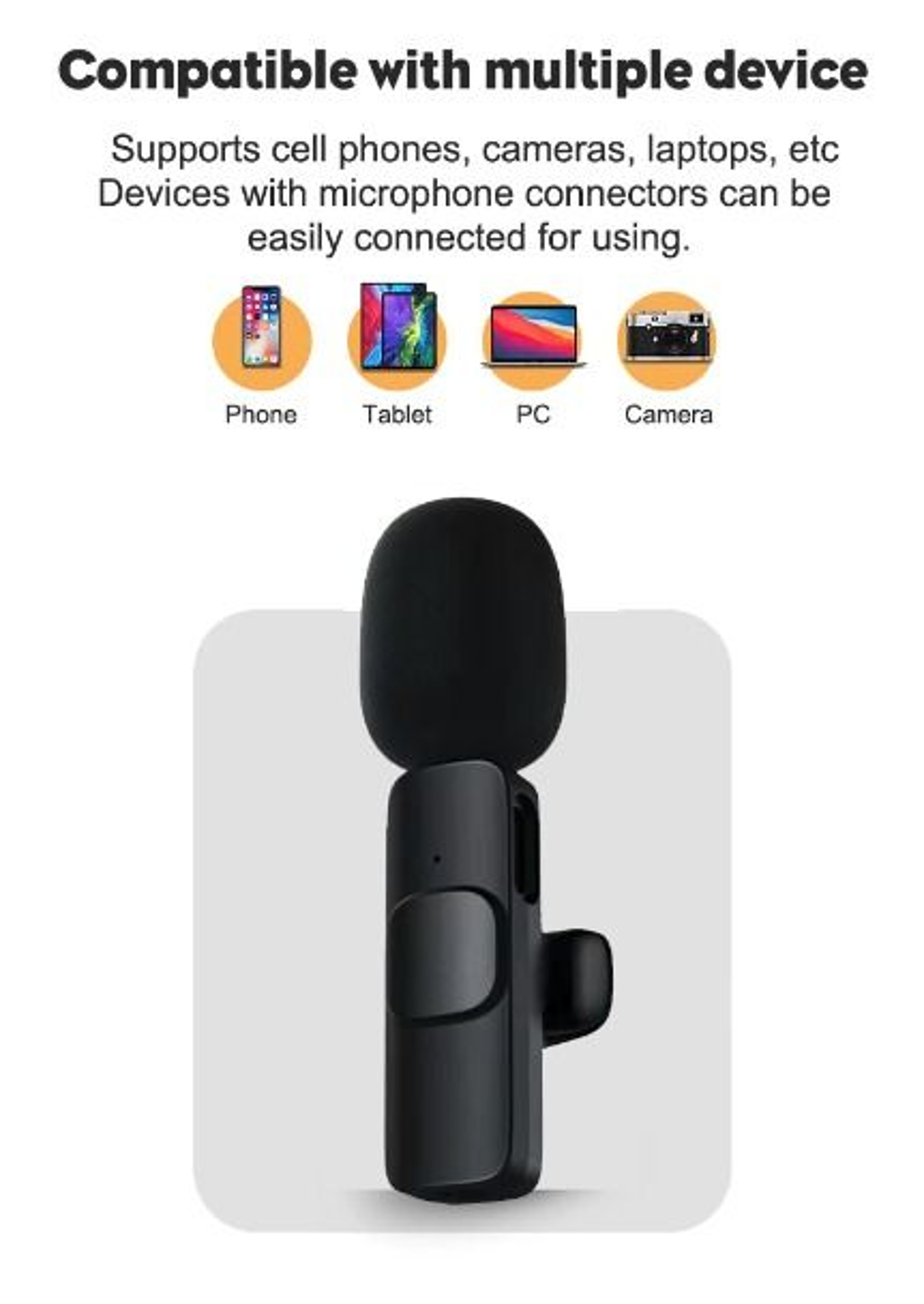 Wireless Lavalier Microphone Mini Mic For Audio Video Recording IPhone 3