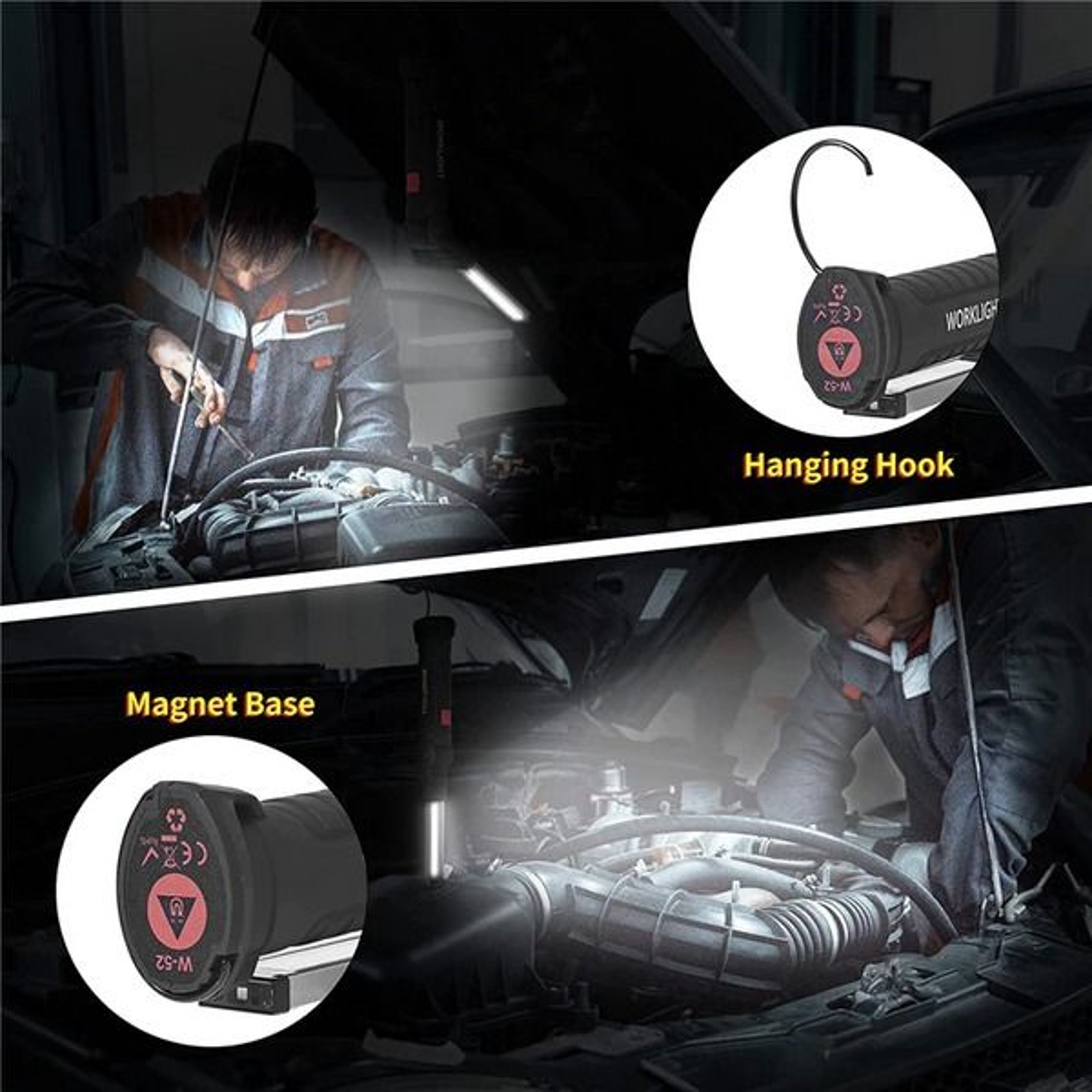 Magnetic Base LED COB Work Light Rechargeable Mechanic Flashlight Bright Lamp For Automotive Worksh 9