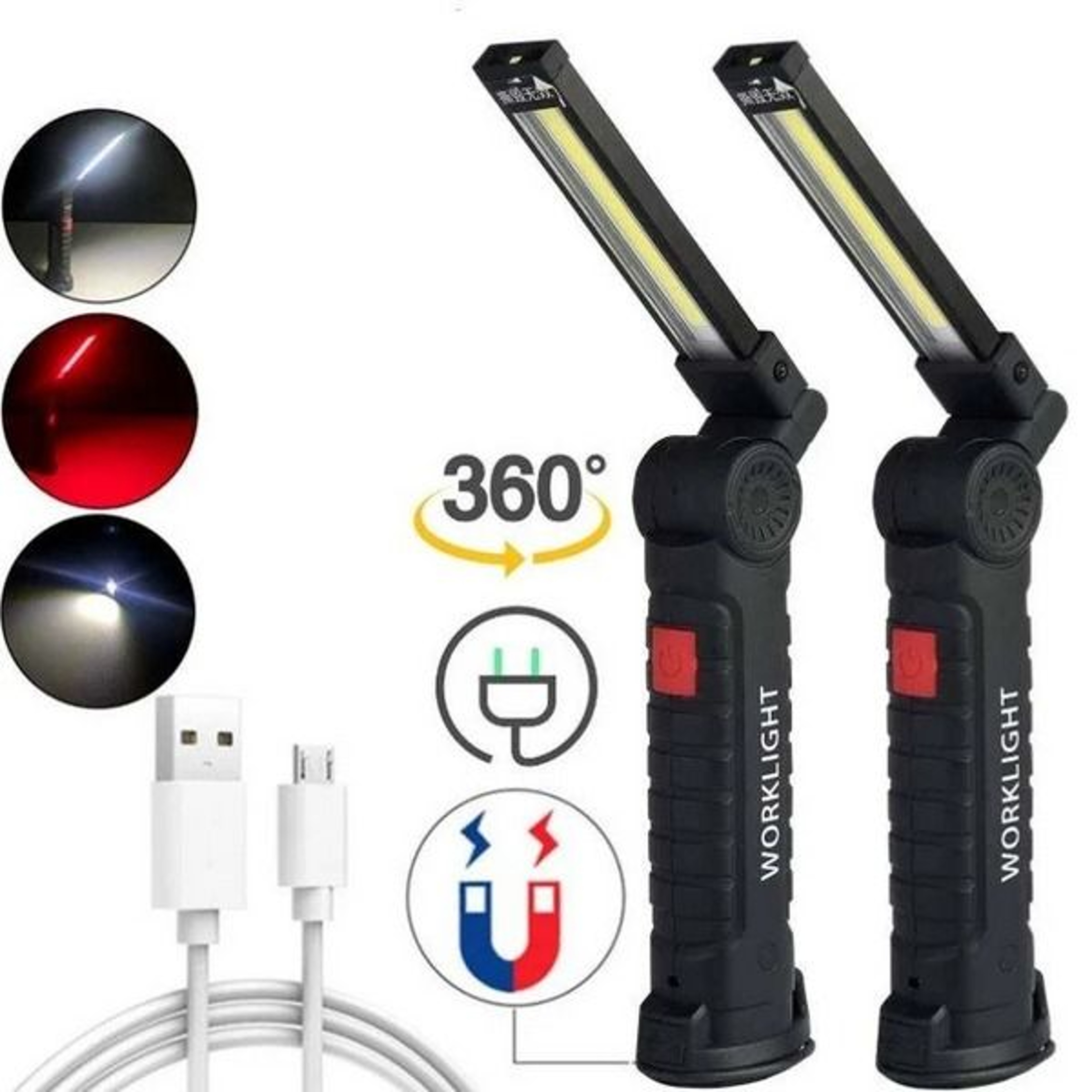 Magnetic Base LED COB Work Light Rechargeable Mechanic Flashlight Bright Lamp For Automotive Worksh 6