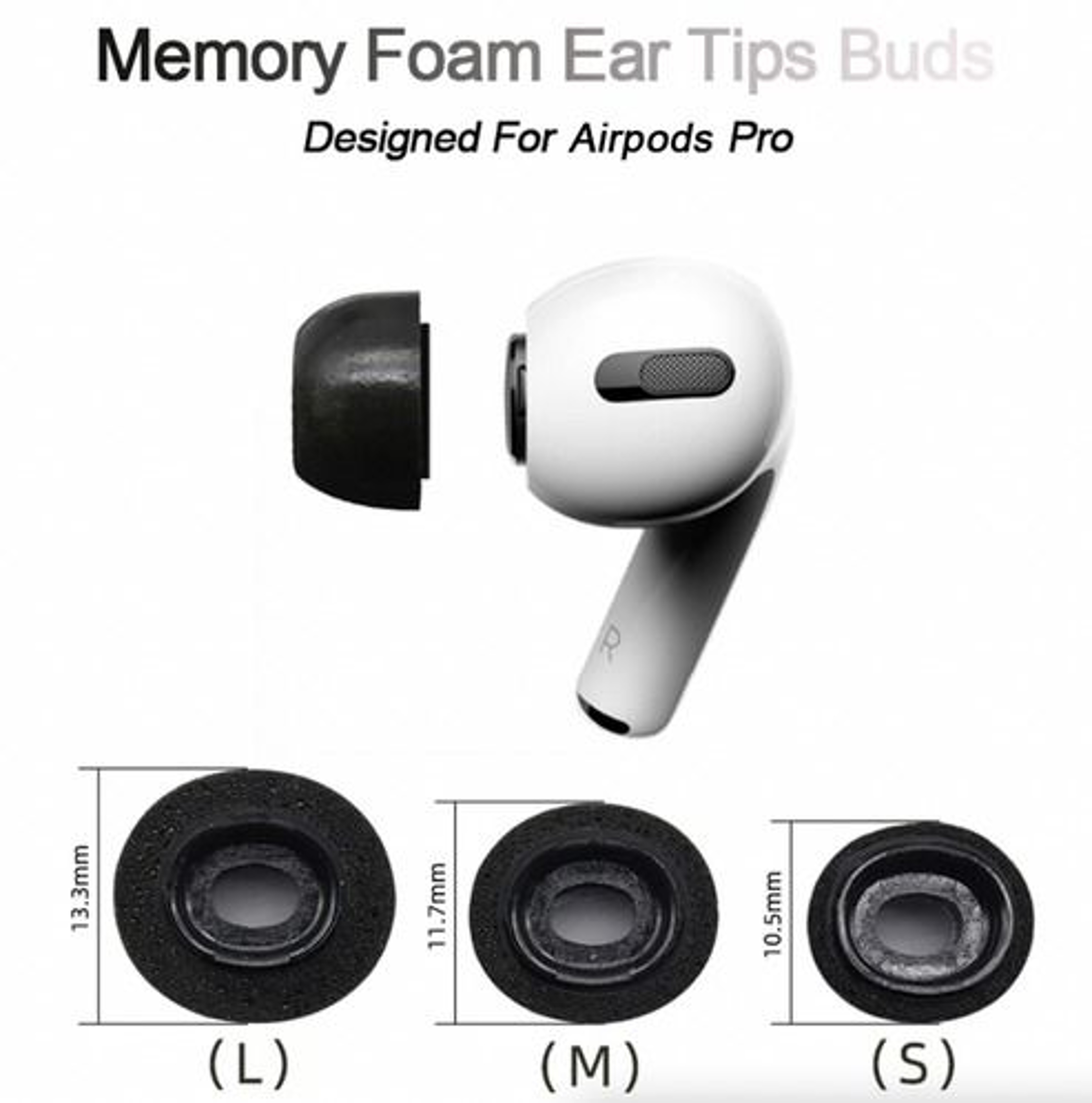 Memory Foam Replacement Ear Tips For Apple Airpods Pro Comfortable Fit Noise Reduction 3