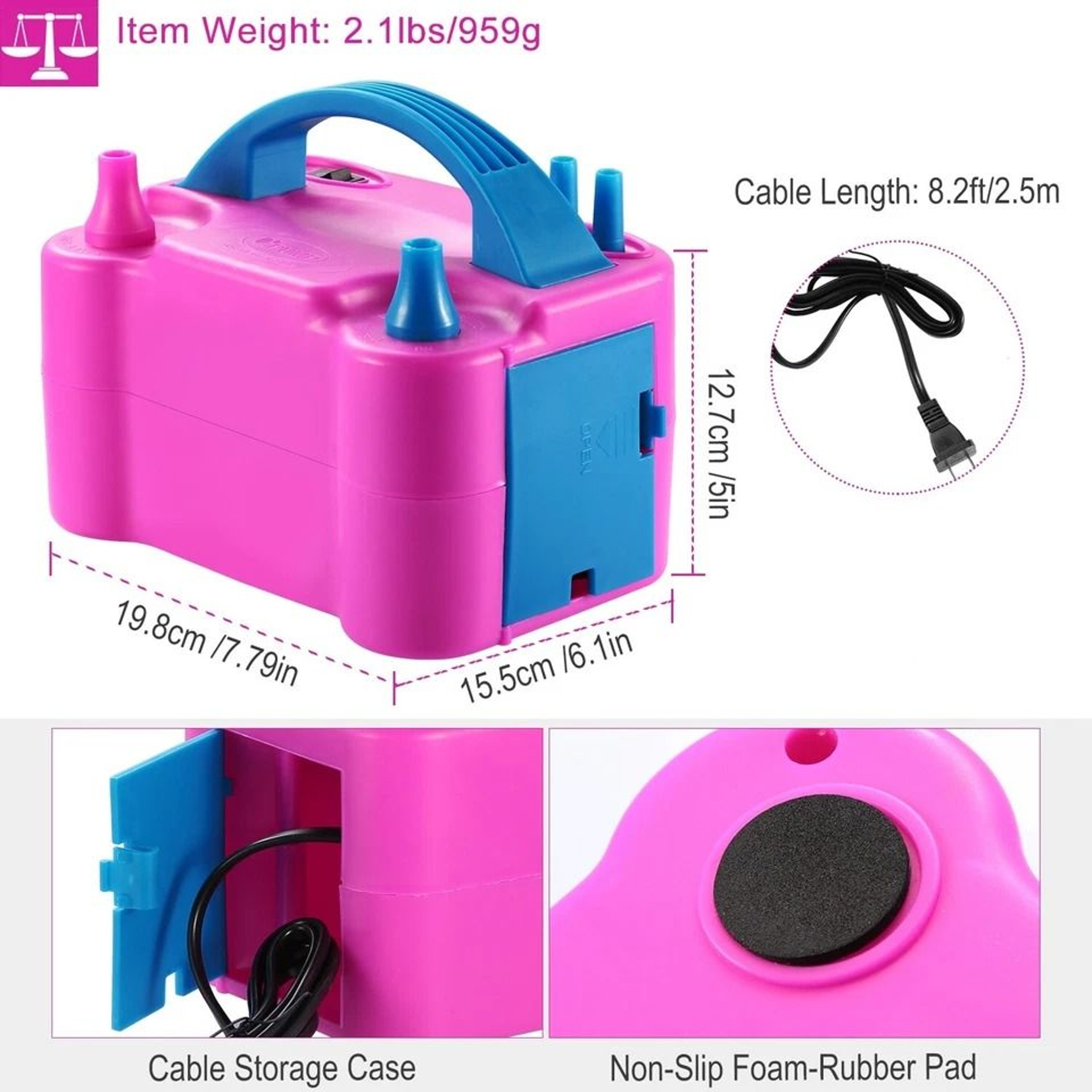 Balloon Air Pump Inflator Portable Electric Double Pump Blower Quick  Easy Latex Balloon Inflation  3