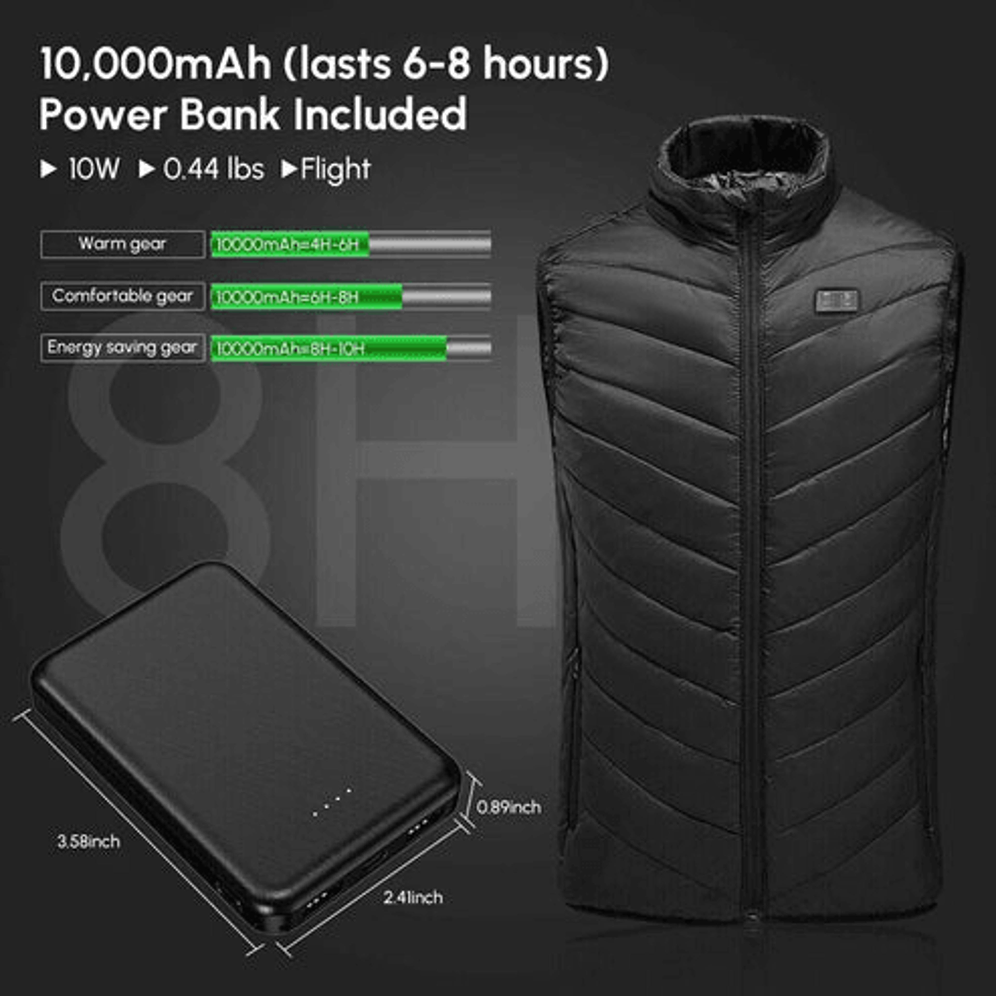 Electric Heated Vest Heating Zones Battery Pack Rechargeable Warmth Vest For Cold Weather 5
