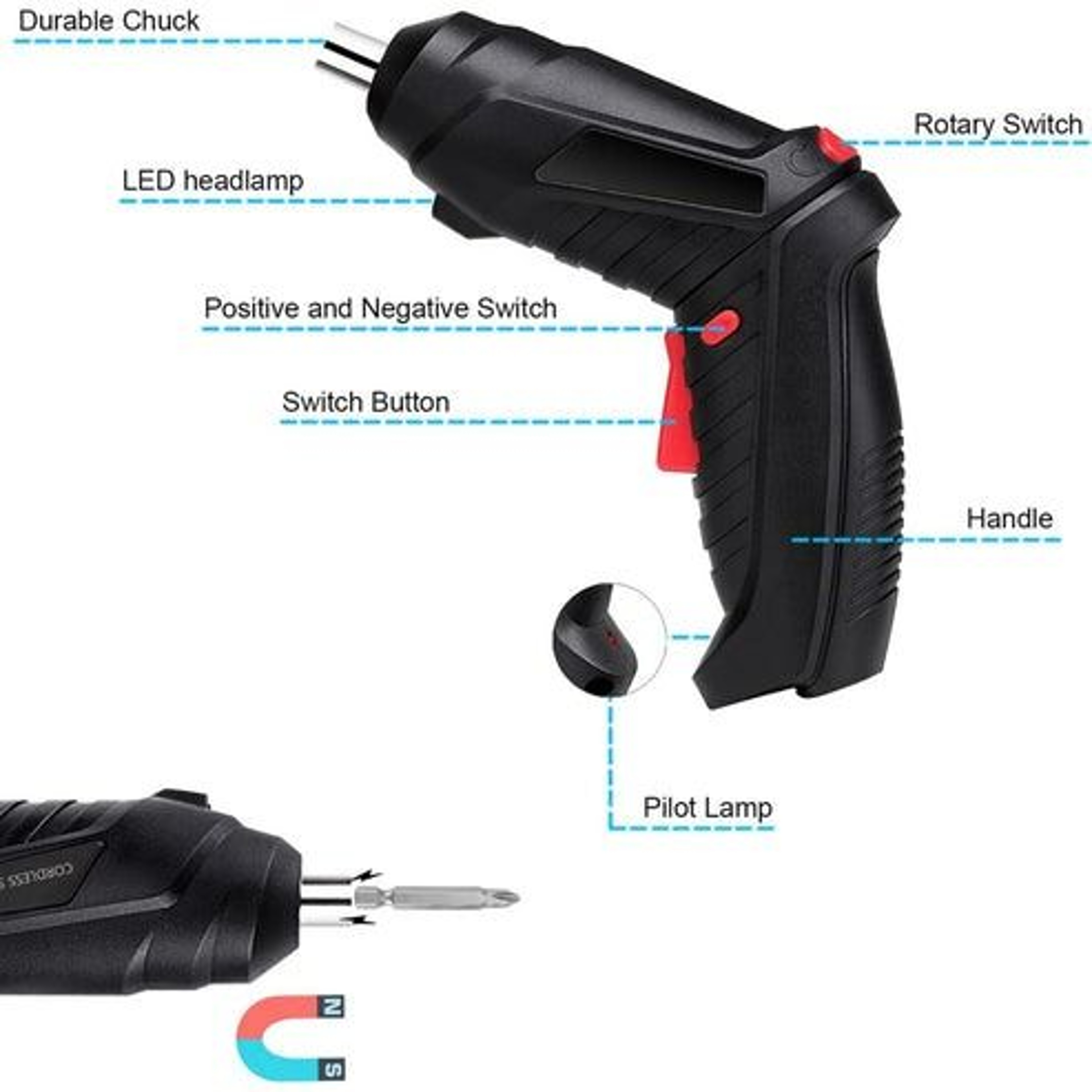 USB Charging Cordless Electric Screwdriver Set Screw Gun With LED Light Ideal For Home  DIY Project 7