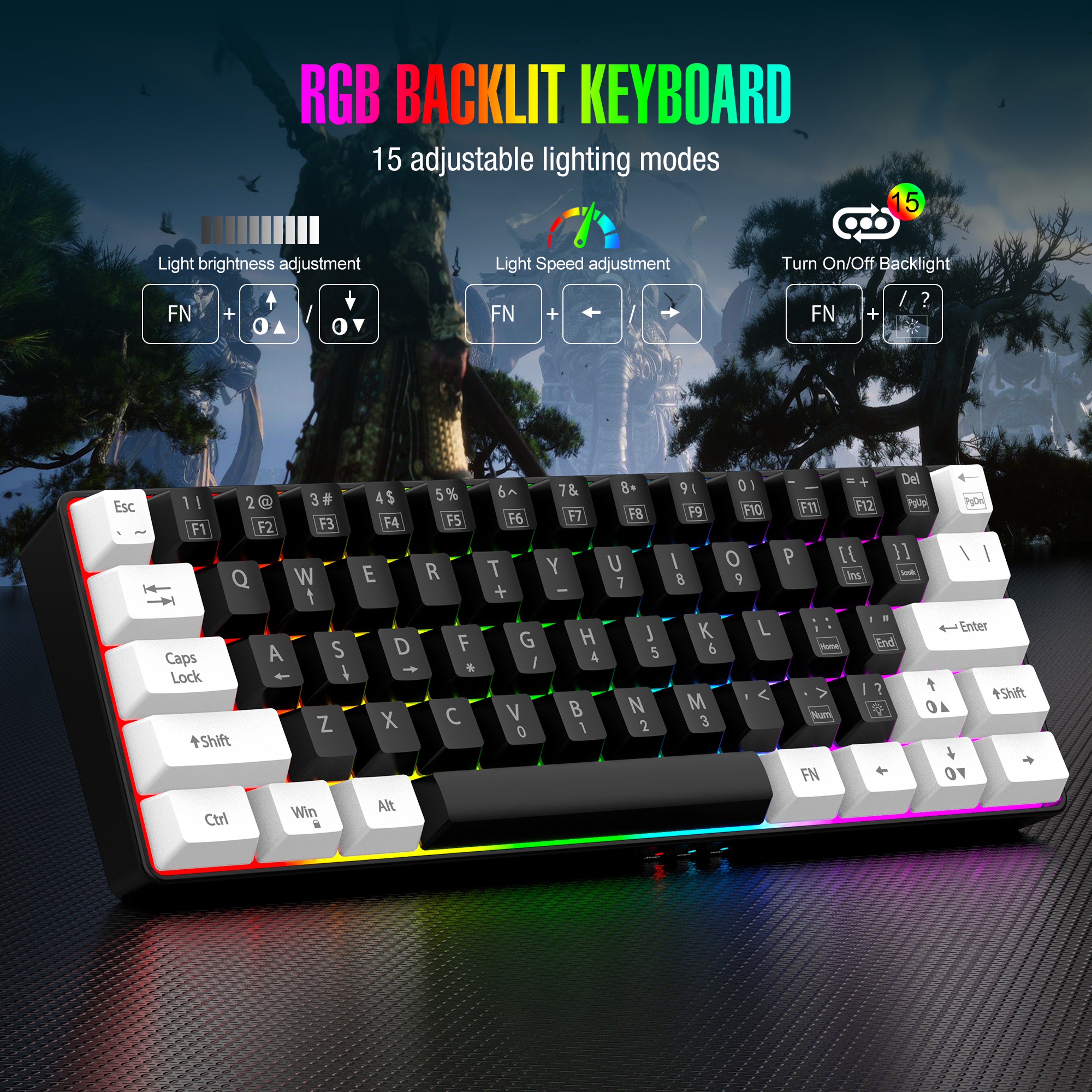 RGB backlit ultra-small wired game keyboard, waterproof portable, computer MAC gaming keyboard – view 1