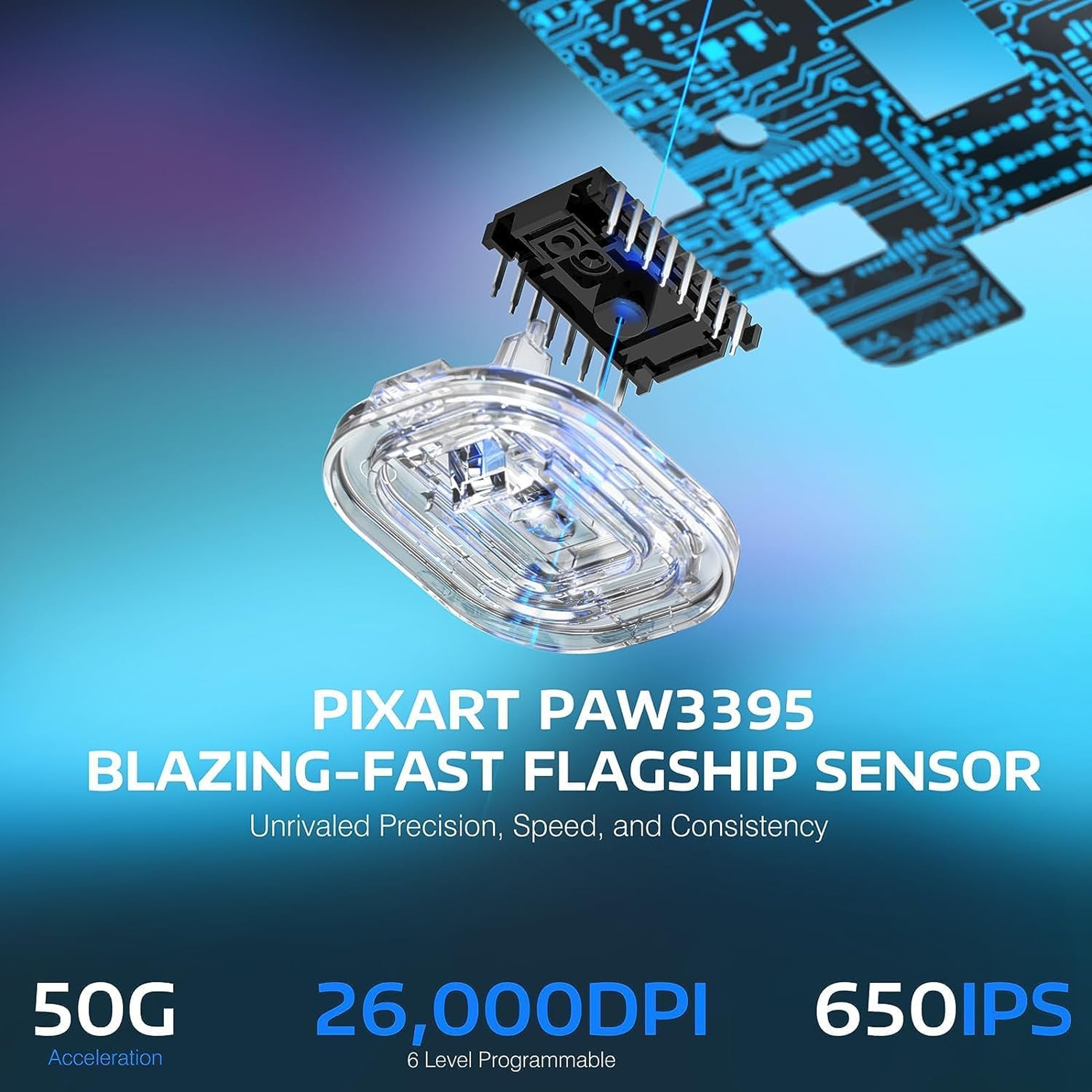 Lightweight ATTACK SHARK X3 Wireless Gaming Mouse, PAW3395 26K DPI Sensor, 49g Tri-Mode, 5 Programmable Buttons – view 4