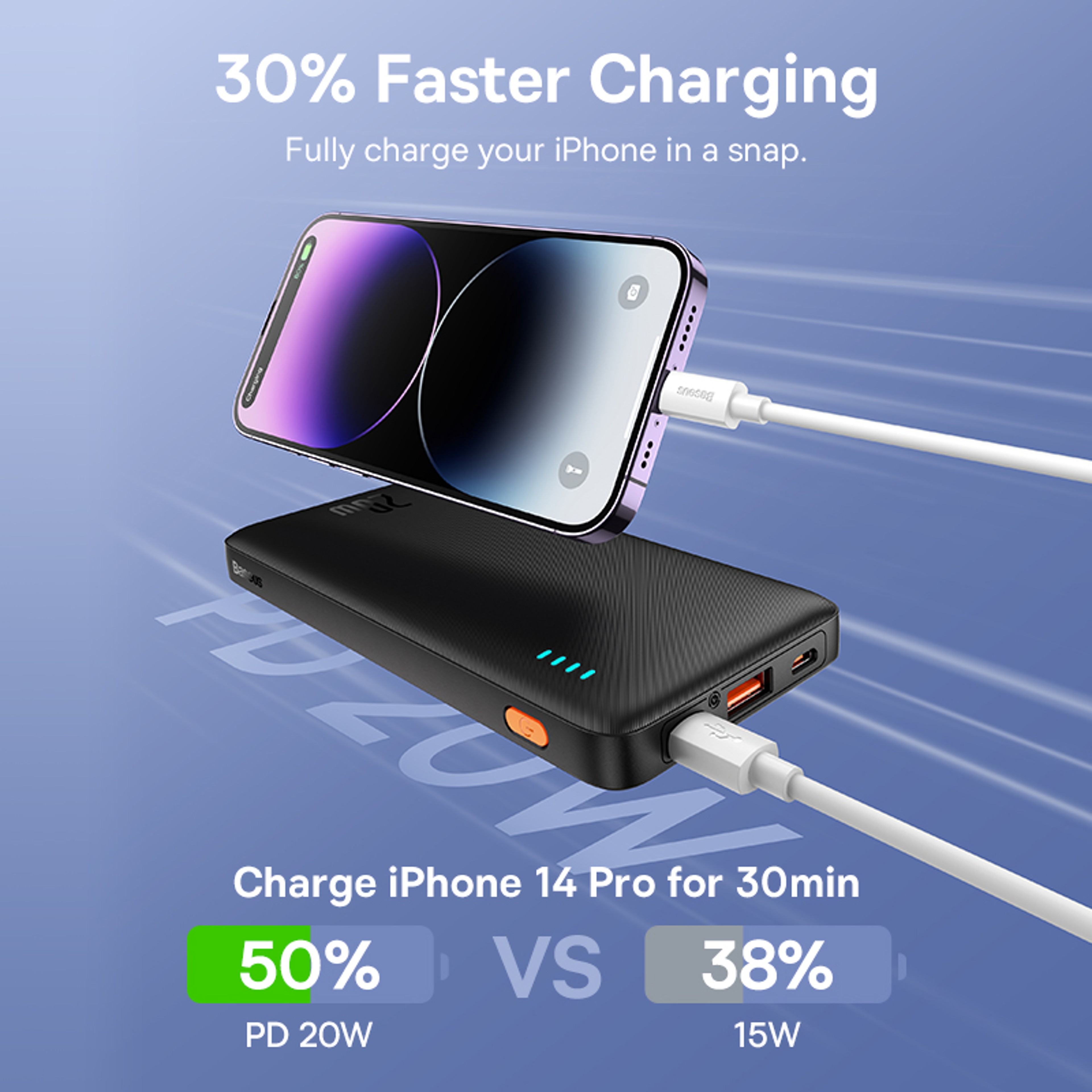 Baseus Airpow 20W Power Bank, Fast Charge, Powerbank for iPhone Xiaomi Batteries – view 2