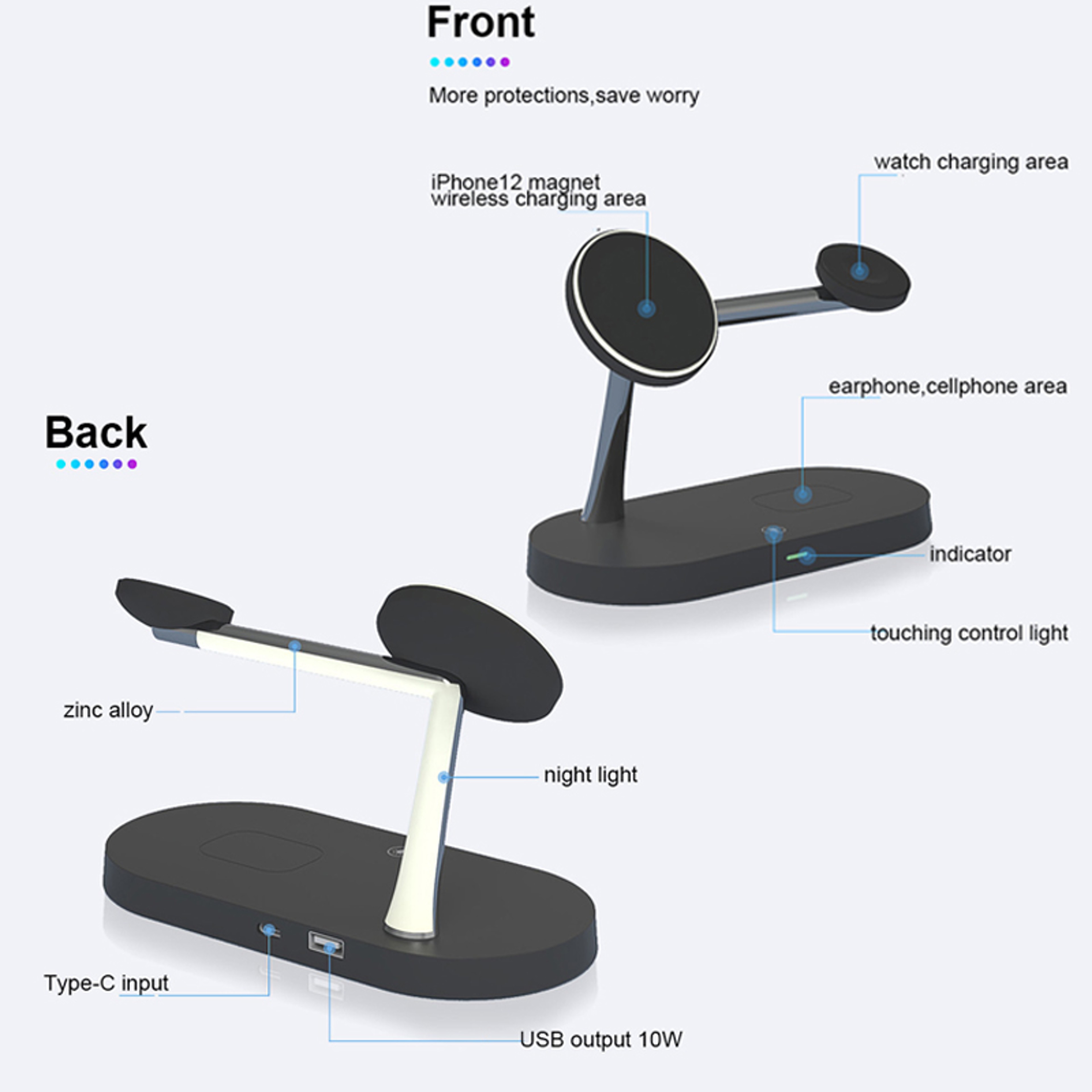 Fast Charging Station Wireless Charger Stand For Smart Watches Compatible With Almost All Smart Pho 2
