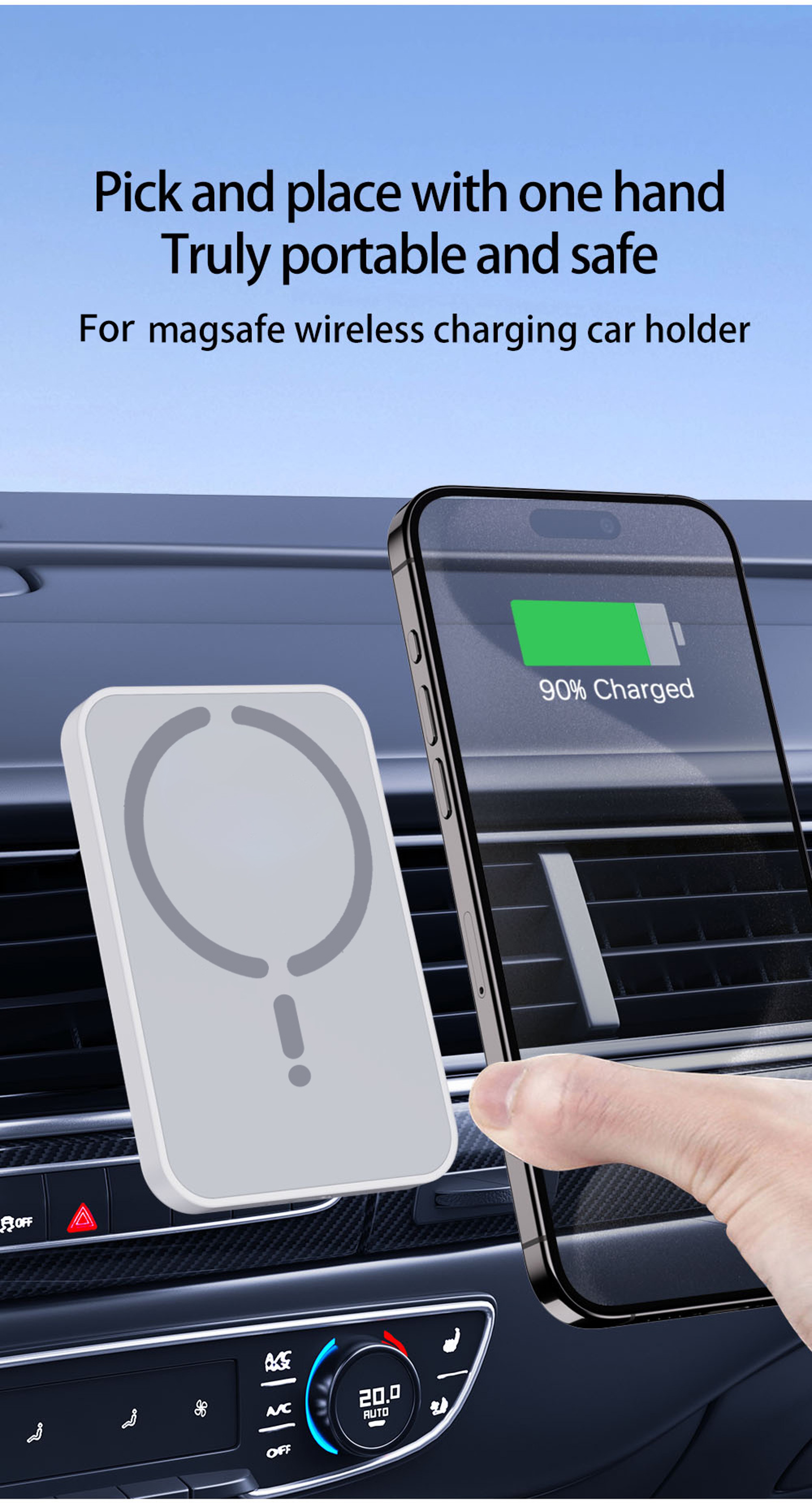Magsafe Magnetic Car Charger, Wireless Phone Holder, Fast Car Charging Stand – view 4