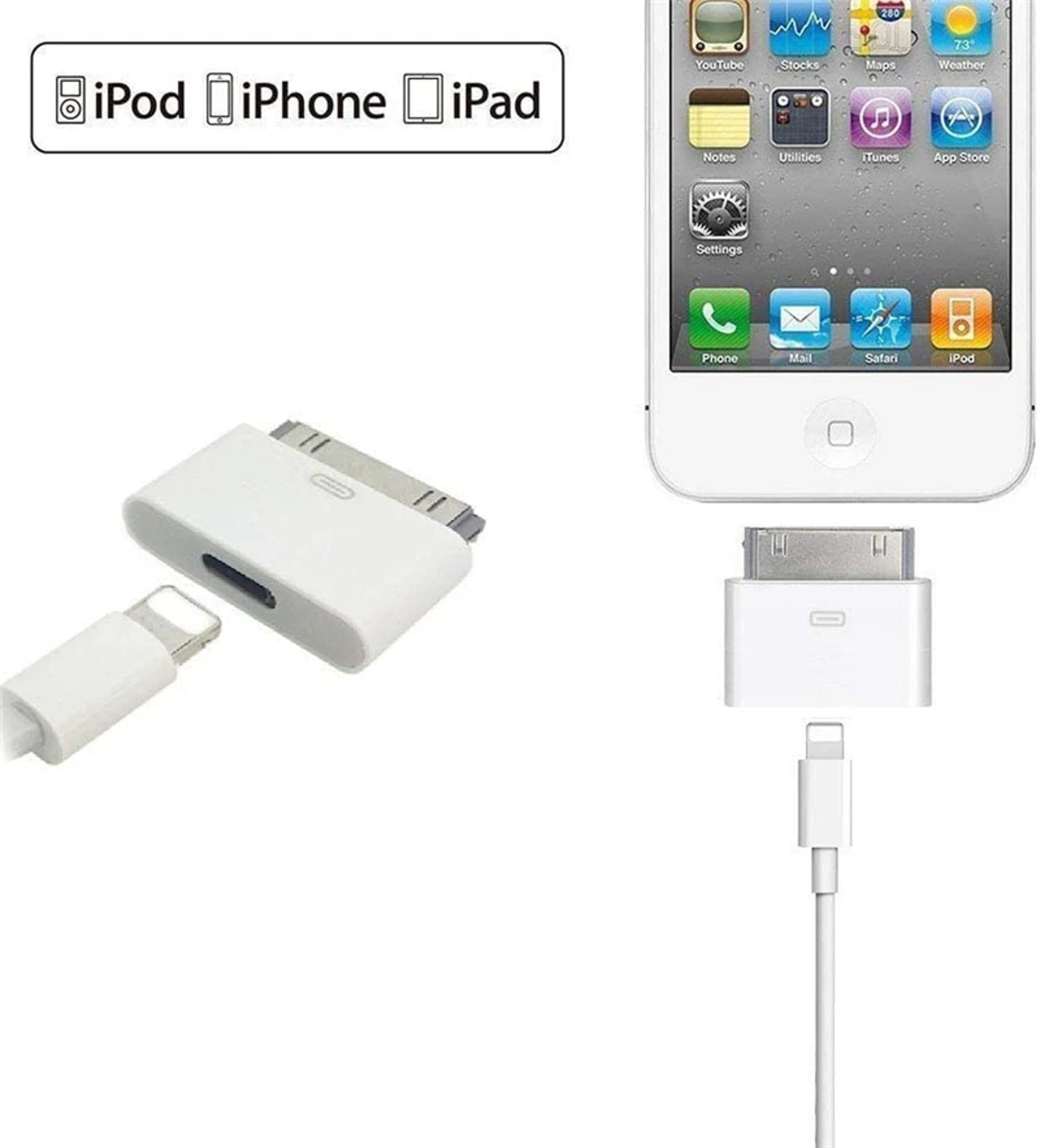 Pin Male To Pin Female Adapter, Lighting Charging Sync Converter, For iPhone 4 4S, iPad 2 3, iPod Touch Charger Cable – view 5