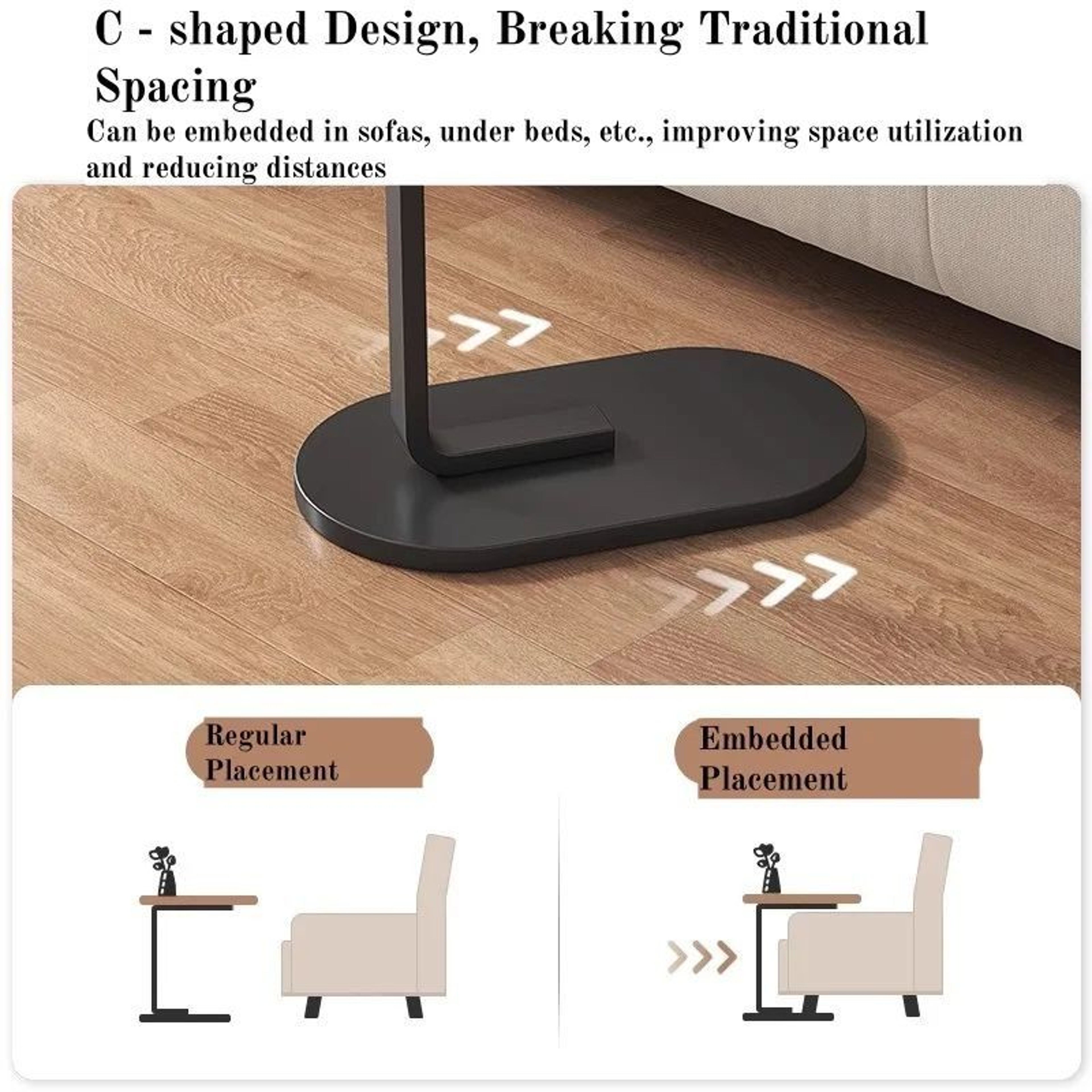 Adjustable Height Modern Laptop Table 360 Rotating CShaped Side Table Perfect For Sofa 3