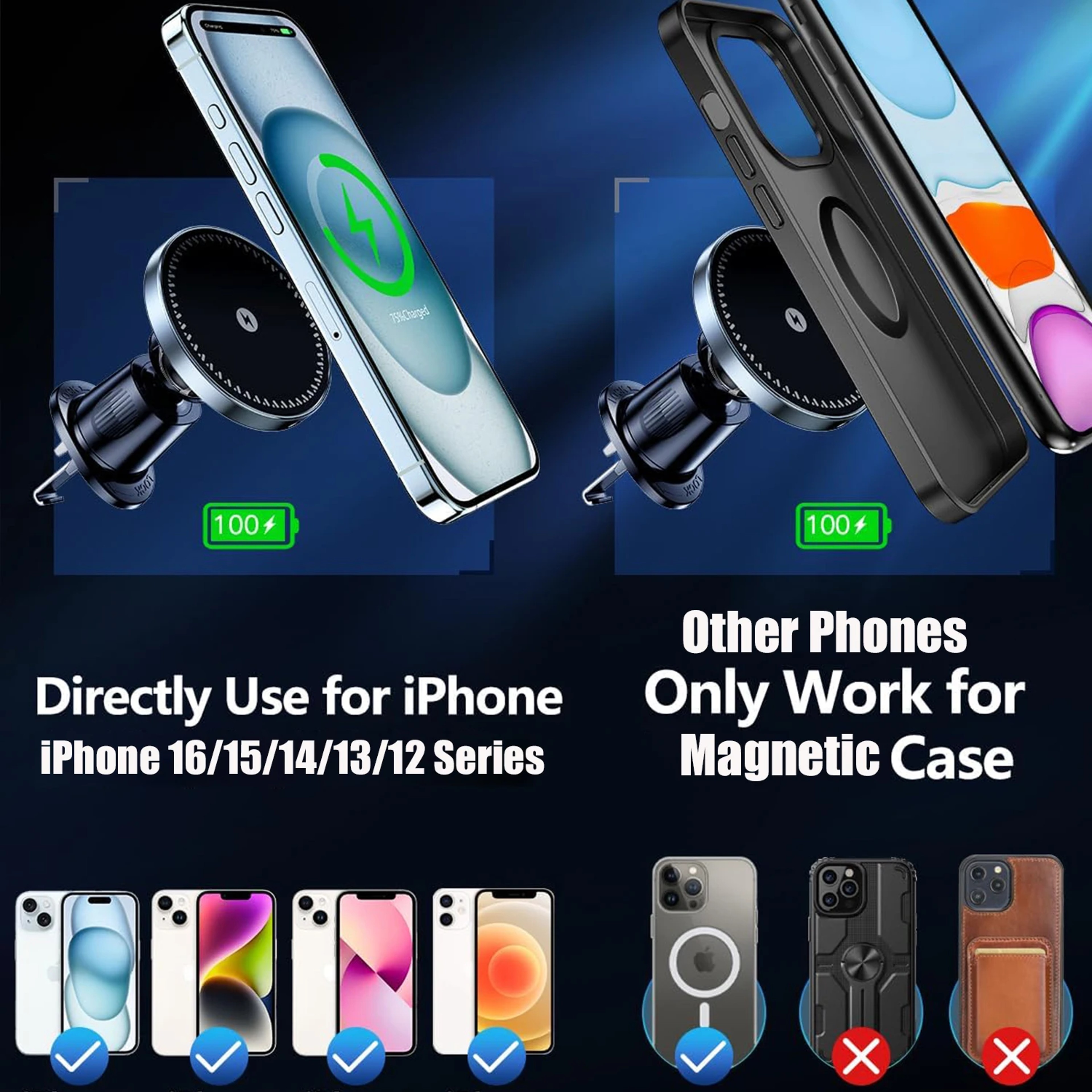 Magnetic Wireless Car Charger  Air Vent Phone Holder 3