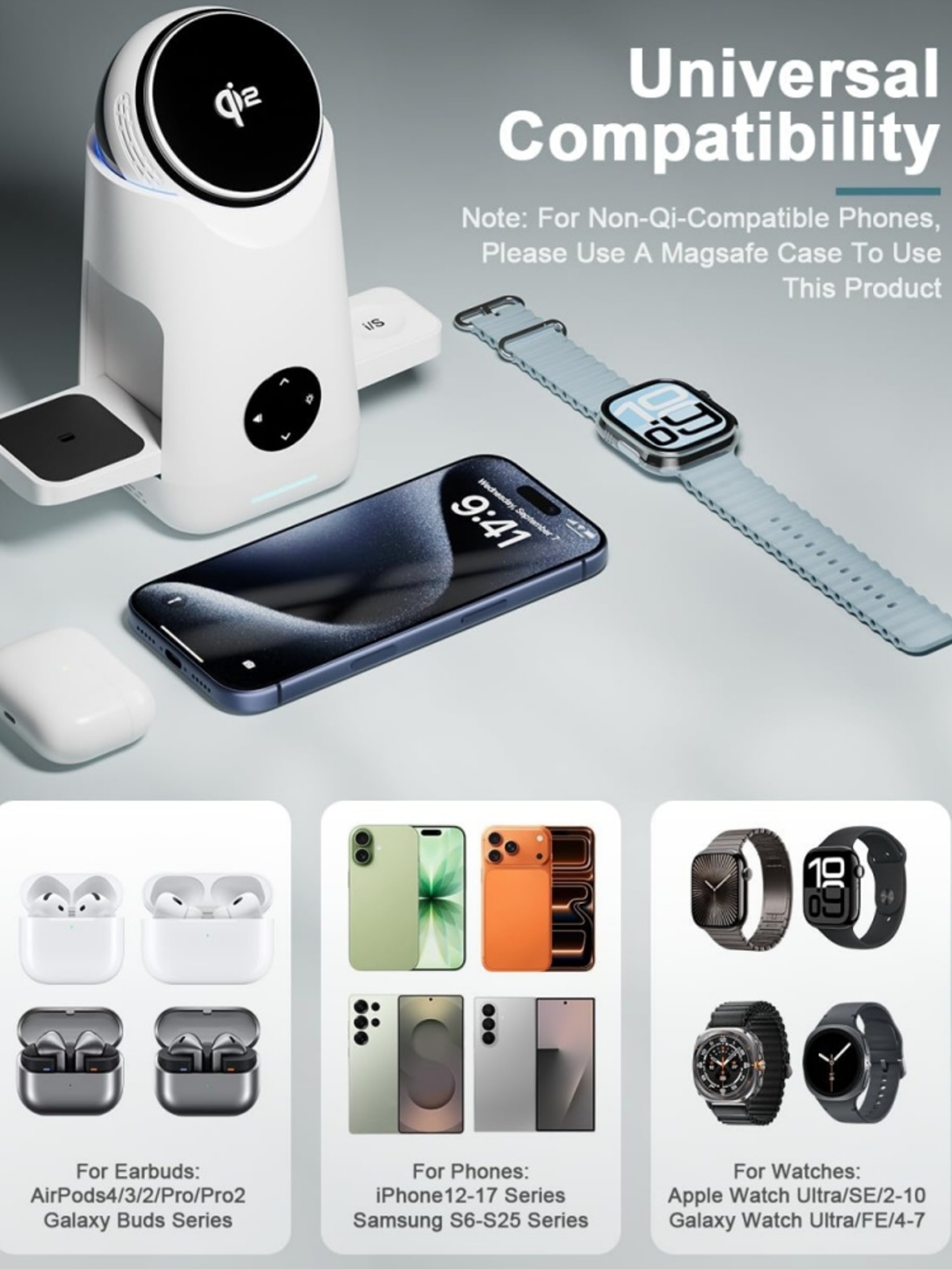 Magnetic Wireless Charging Station With Gesture Control 3