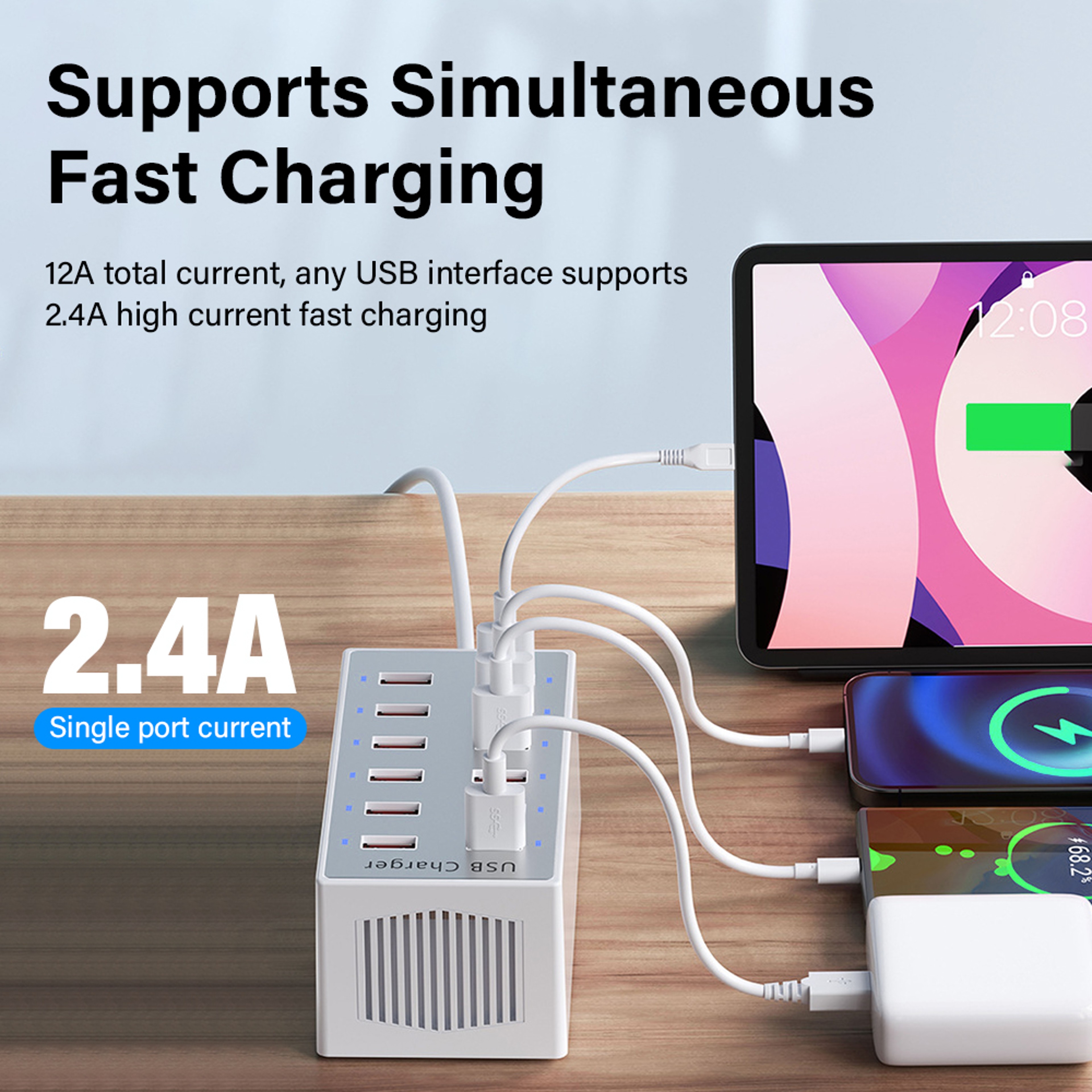 USB Charging Station Hub Multi Device Desktop Charger 1
