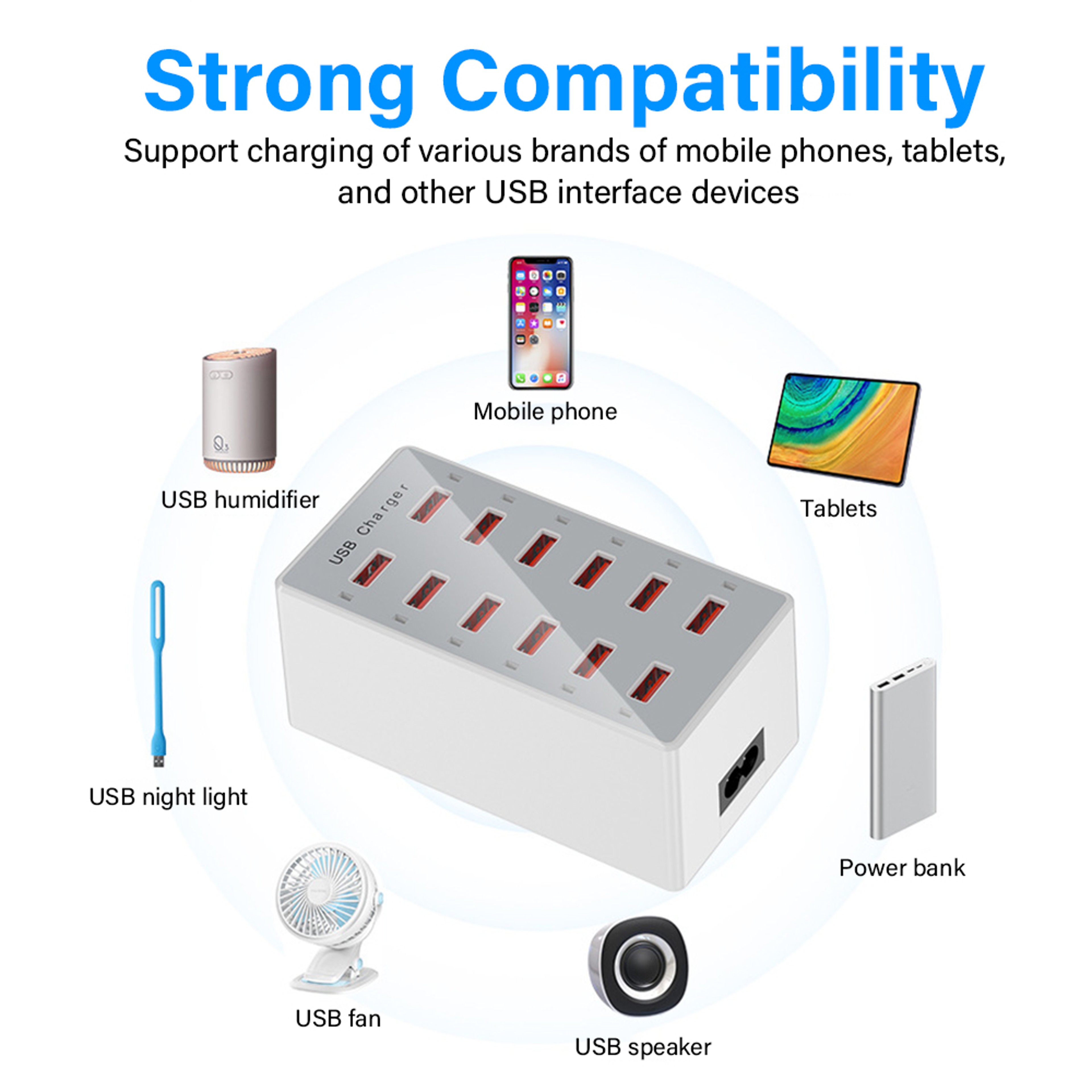 USB Charging Station Hub Multi Device Desktop Charger 3