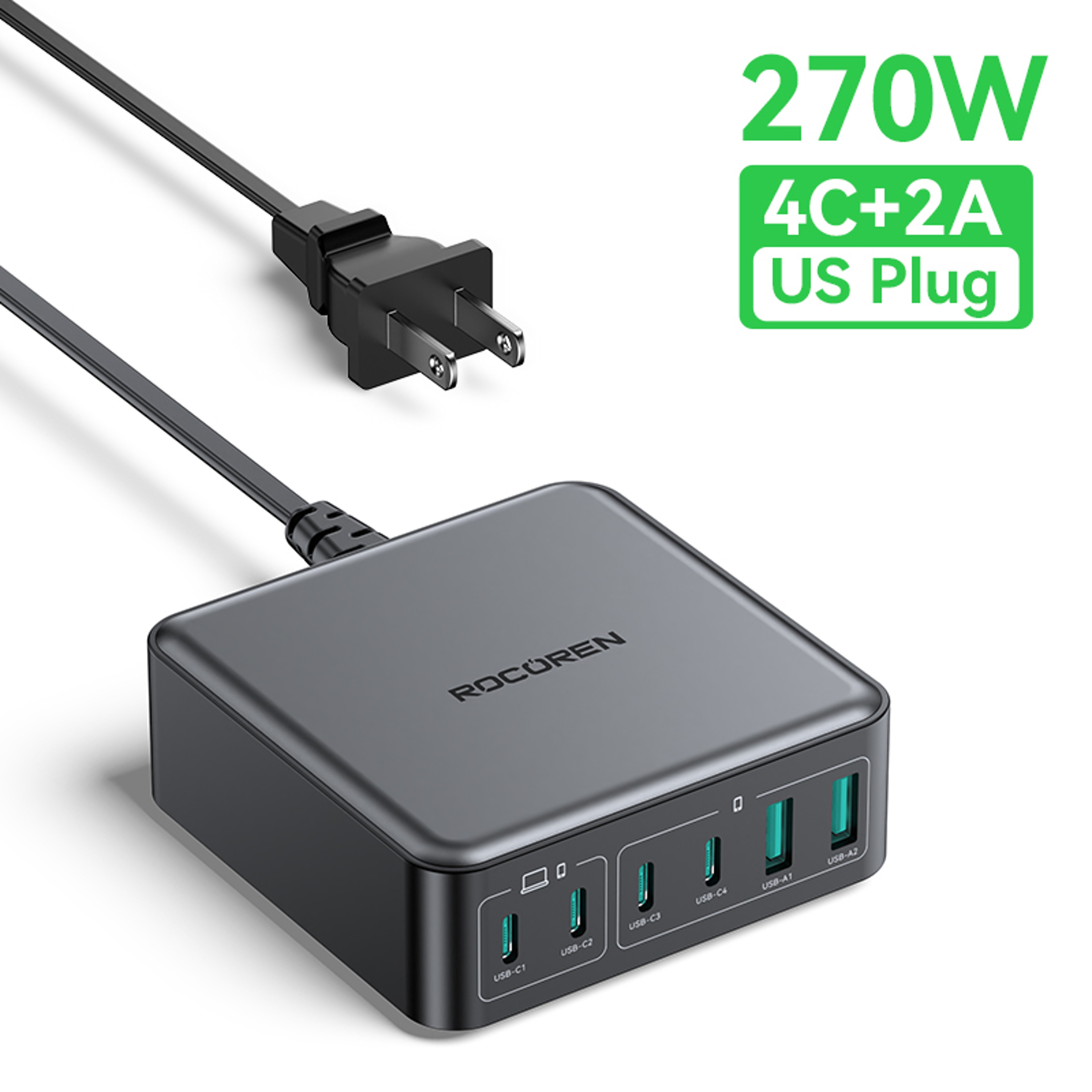 USB C Charging Station PD Fast Charger For Laptops Phones  Tablets 4