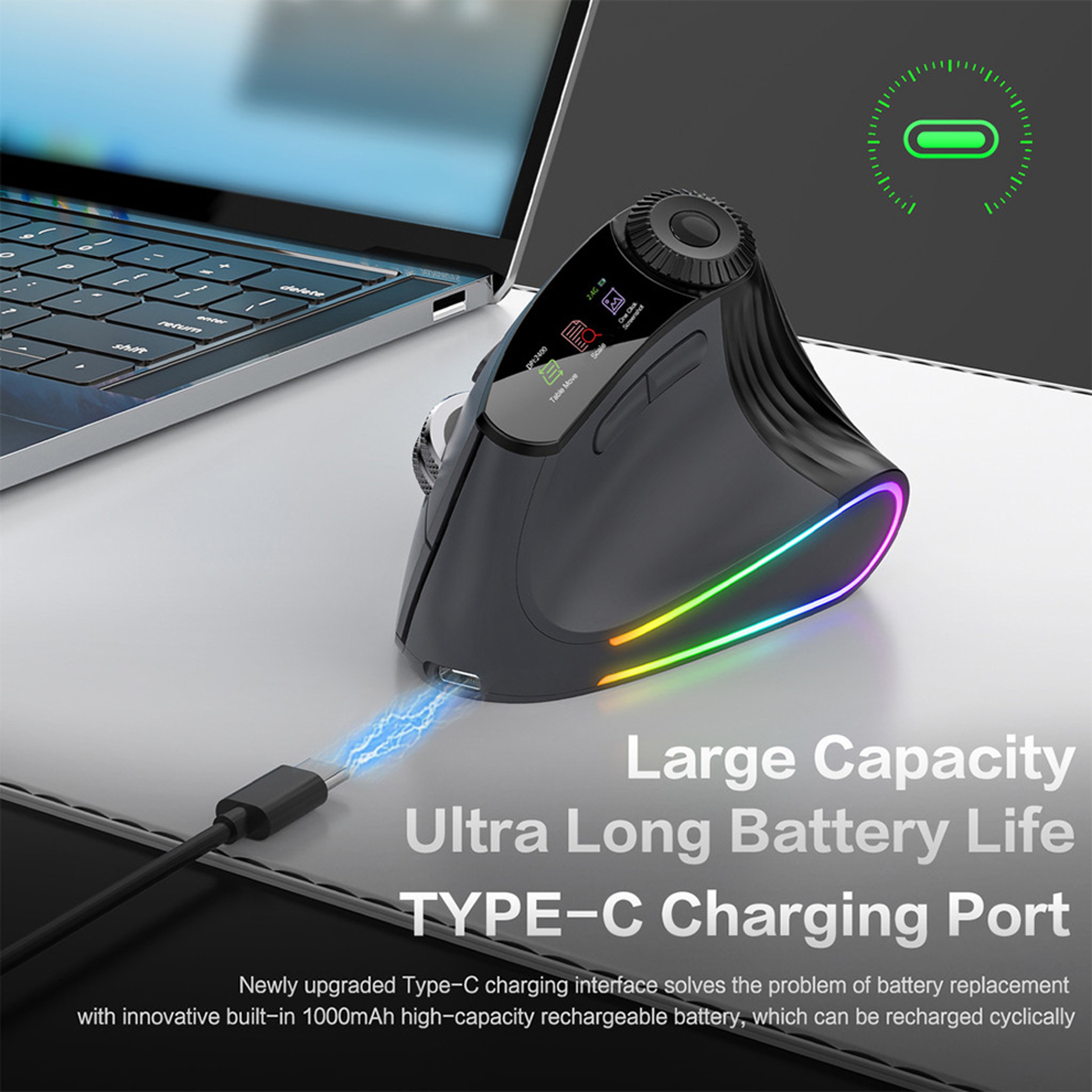 Wireless Mouse With Flying Scroll Bluetooth Gaming Rechargeable Precision Control 4