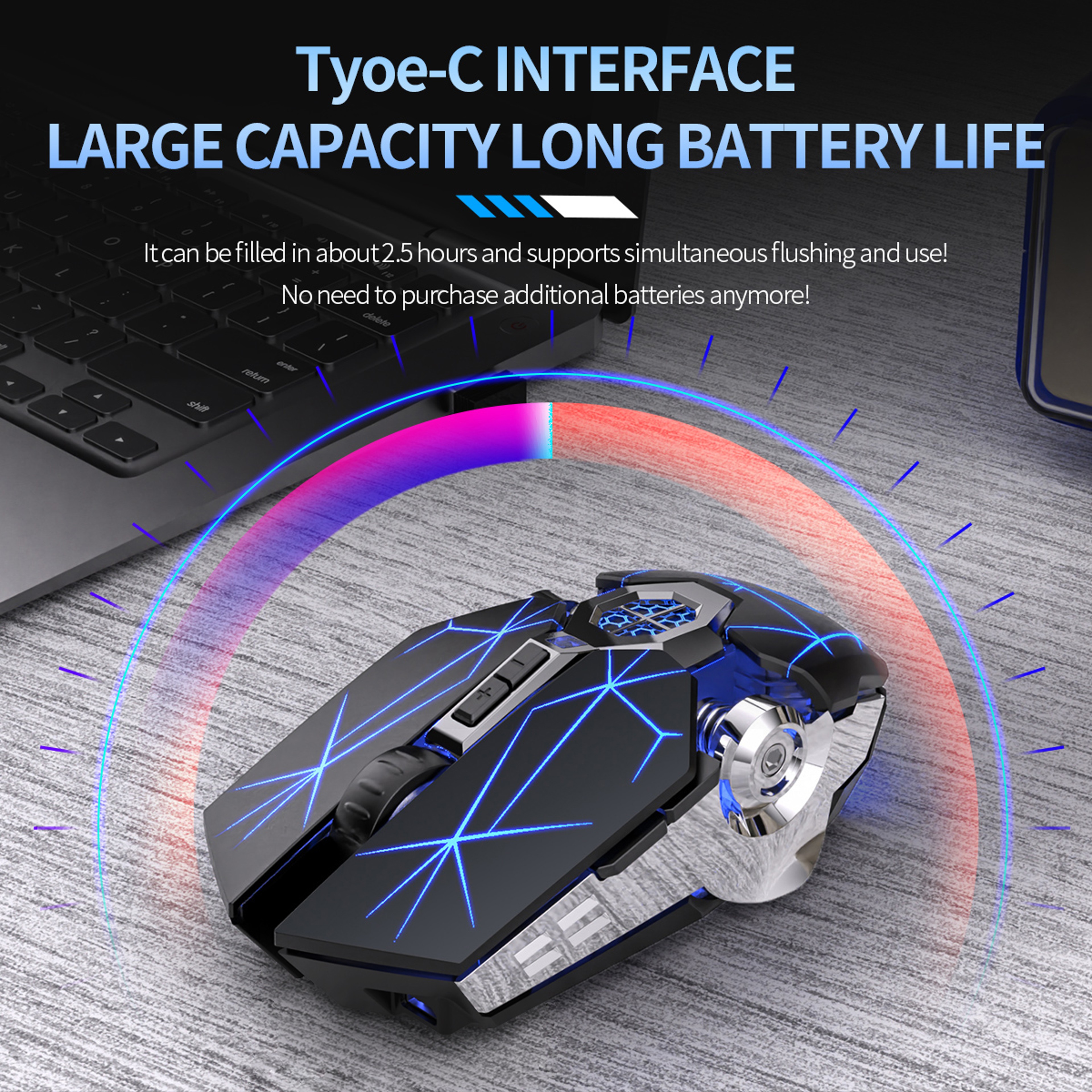 Silent Wireless Rechargeable Ergonomic Laptop Mouse DPI For MacBook PC 4