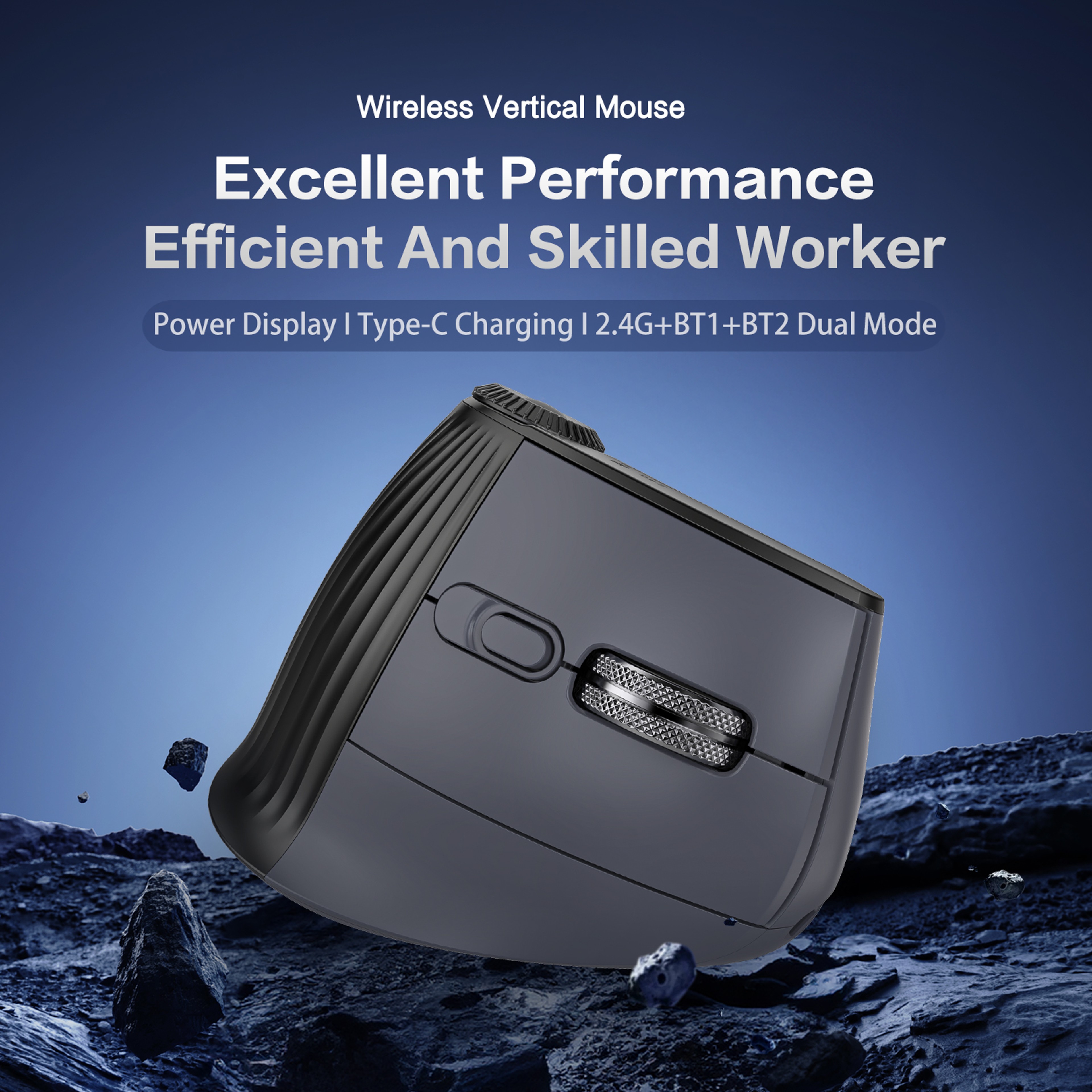 Vertical Ergonomic Bluetooth Wireless Mouse With OLED Display DPI Rechargeable Gaming Mouse 5