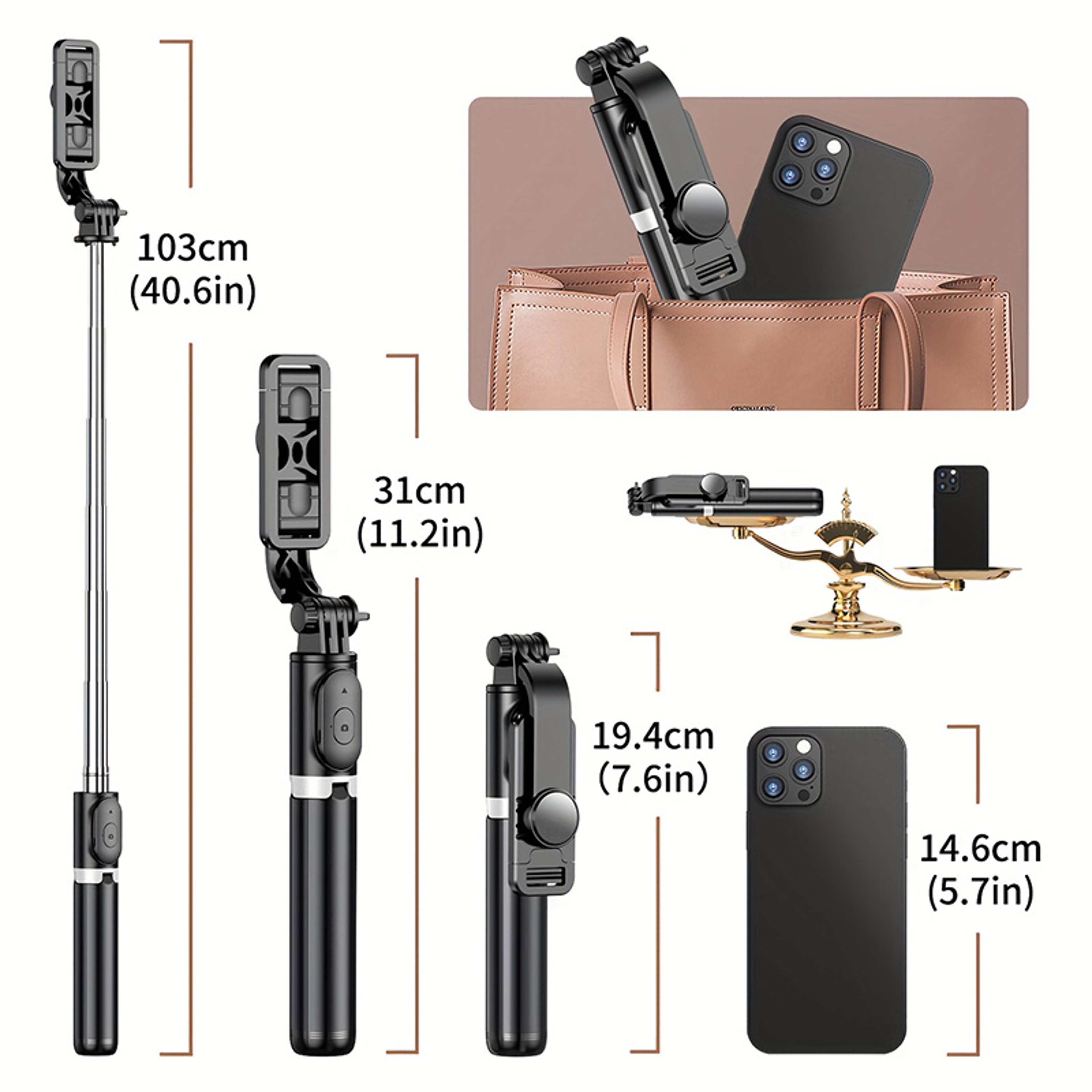 Selfie Stick Tripod With Wireless Remote  Rotating Phone Tripod For Live Streaming 4