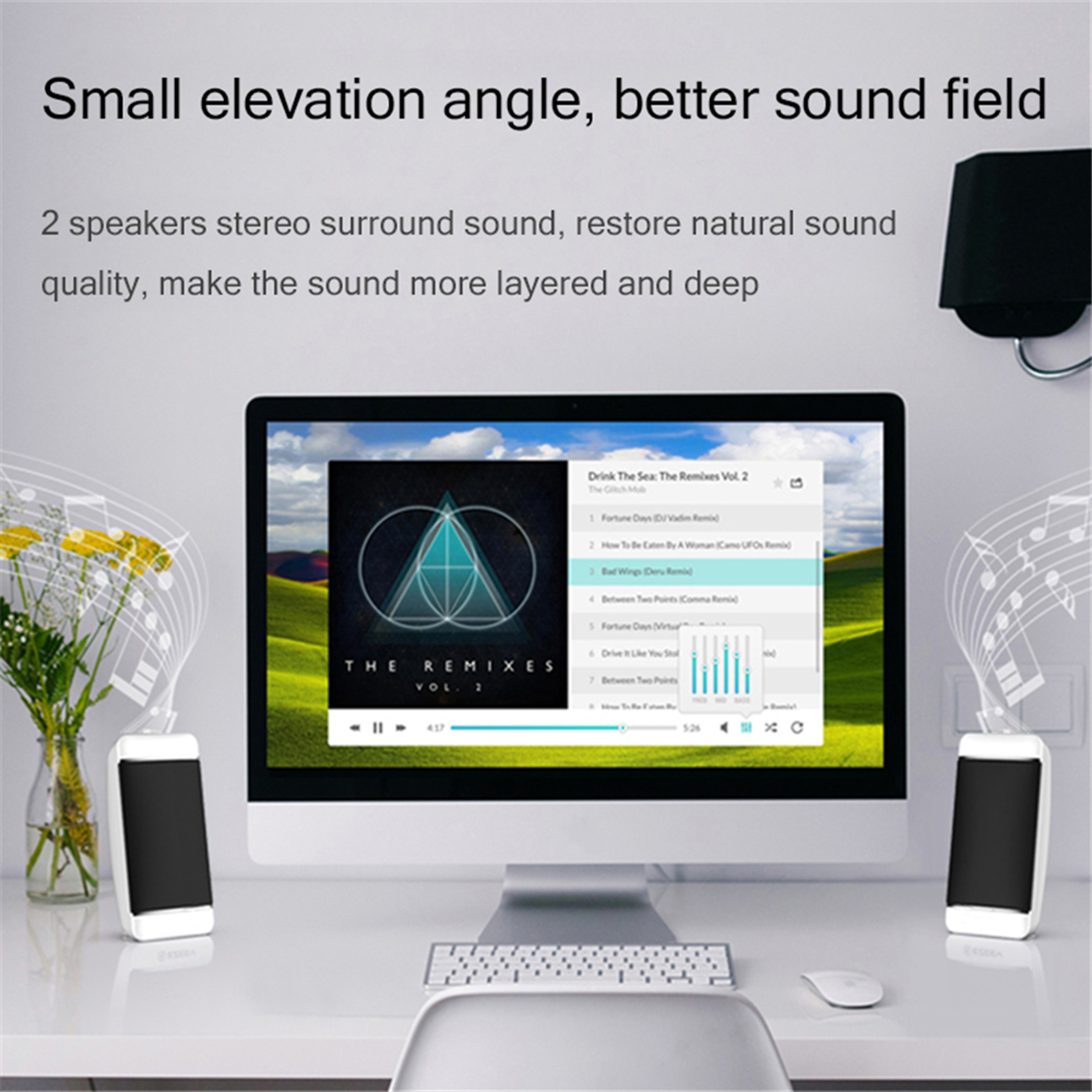 USB Computer Speakers With AUX Stereo Sound For Laptop  Desktop 2