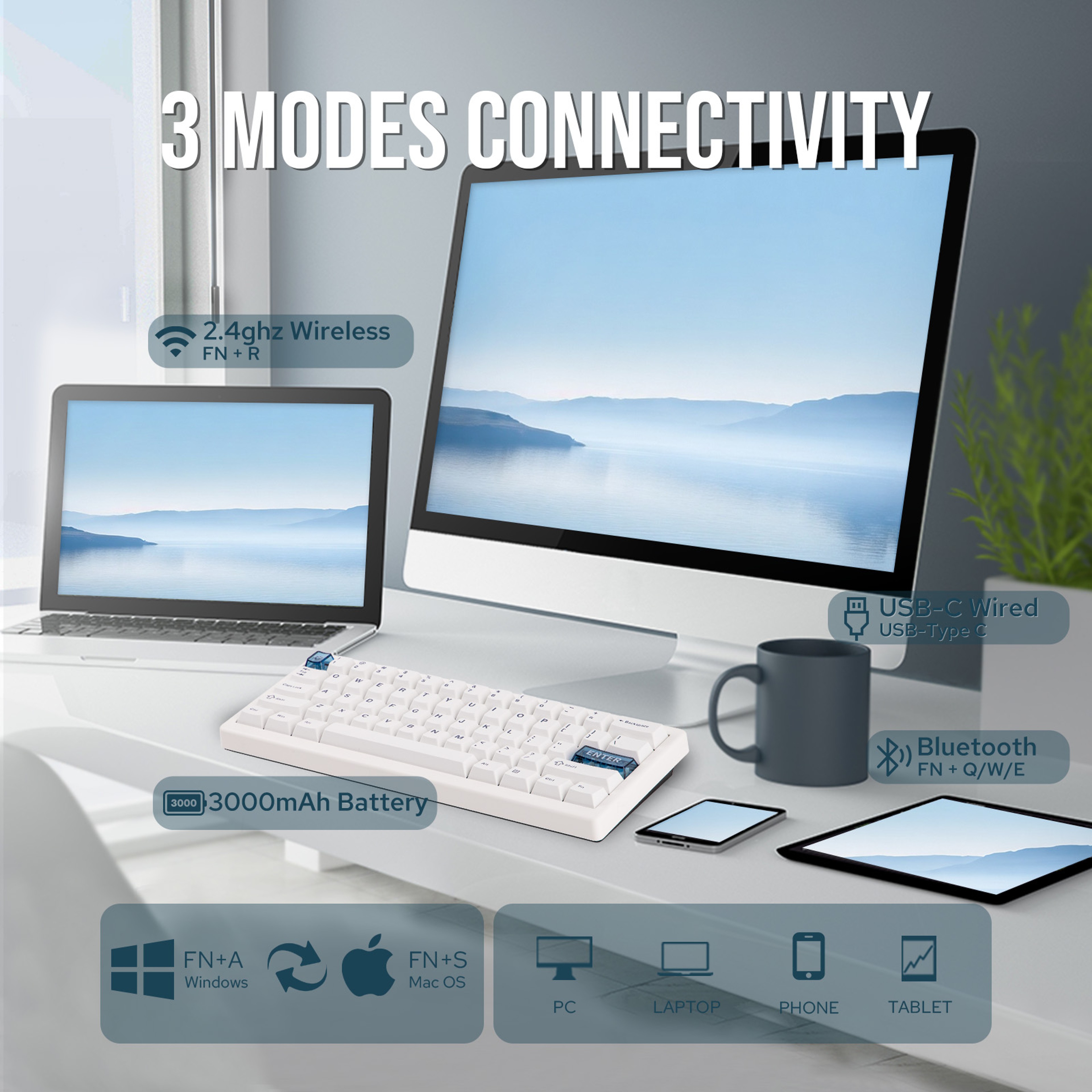 Mechanical Keyboard Wireless Gaming Keyboard With VIA Programmable Gasket Design 4