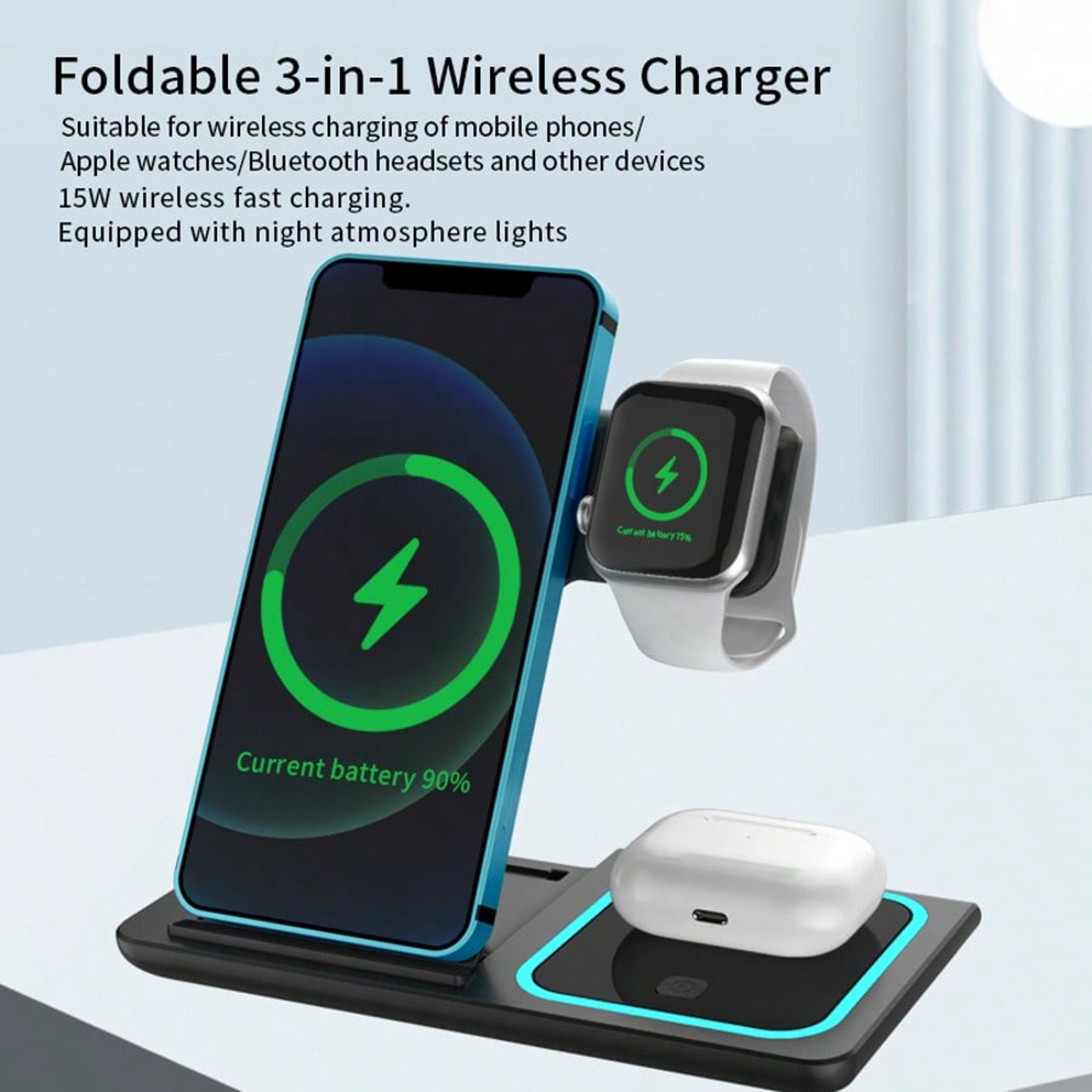 Wireless Charging Station With Phone Stand For IPhone Apple Watch And AirPods 3