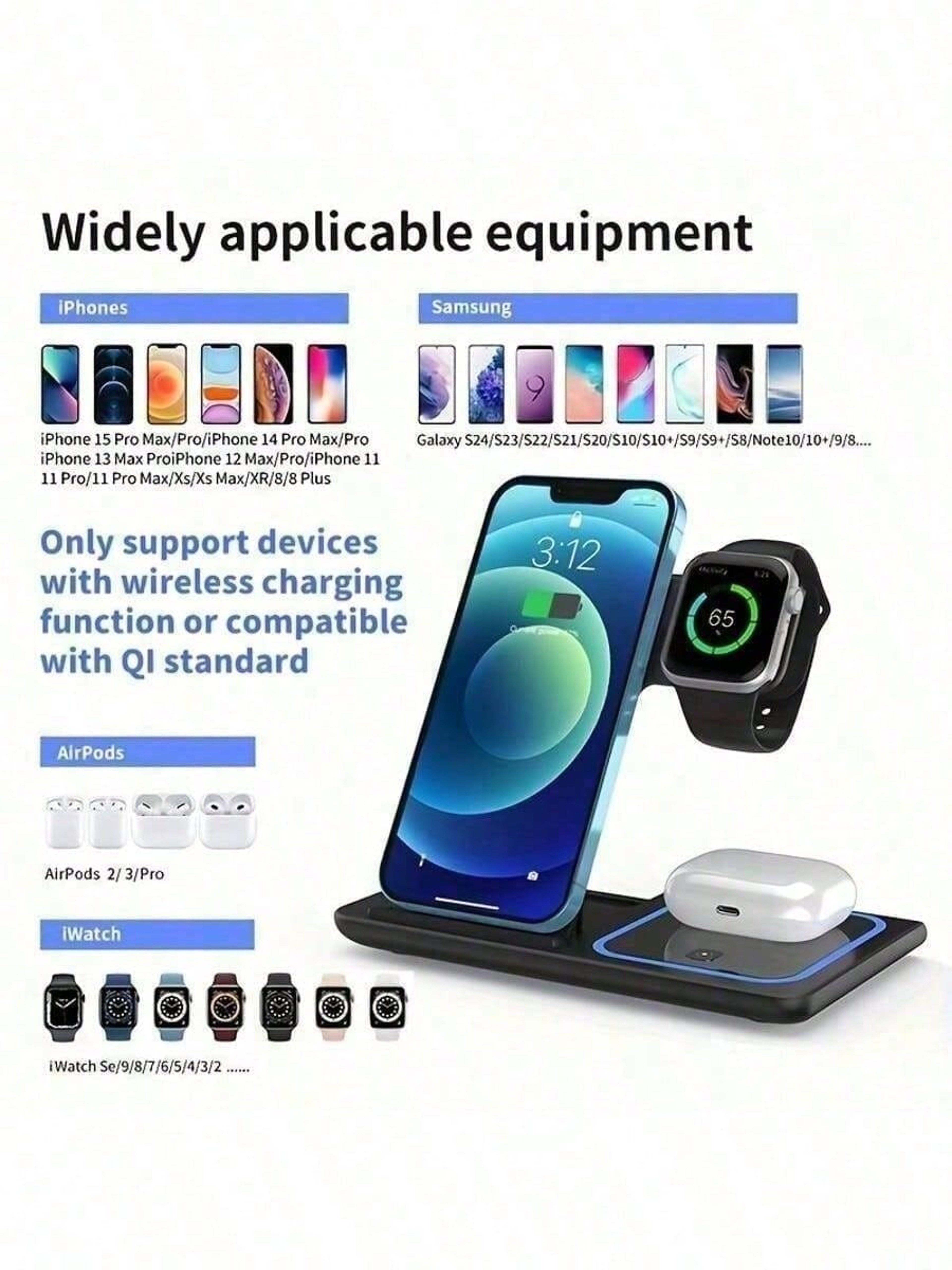 Wireless Charging Station With Phone Stand For IPhone Apple Watch And AirPods 4
