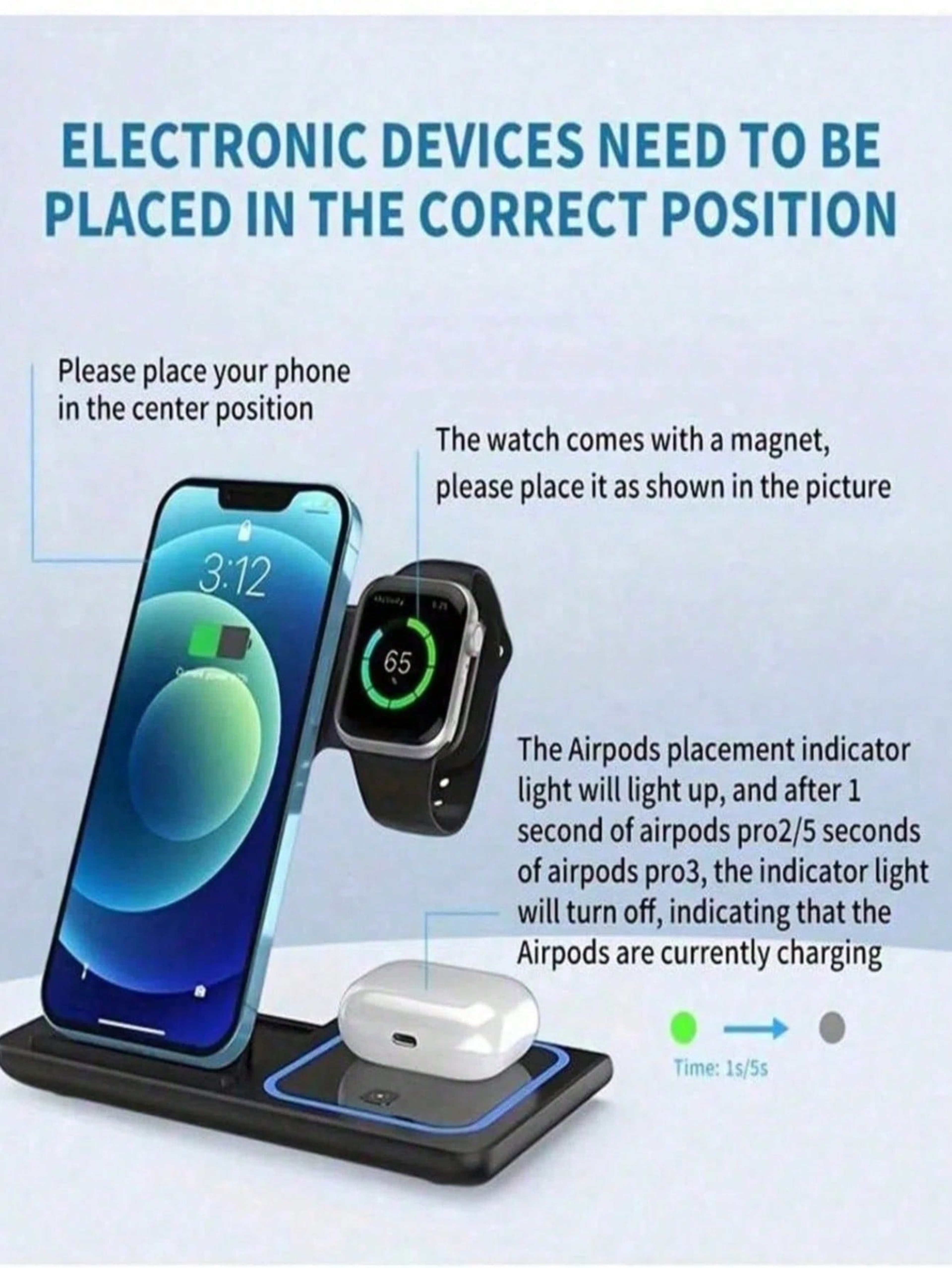 Wireless Charging Station With Phone Stand For IPhone Apple Watch And AirPods 8