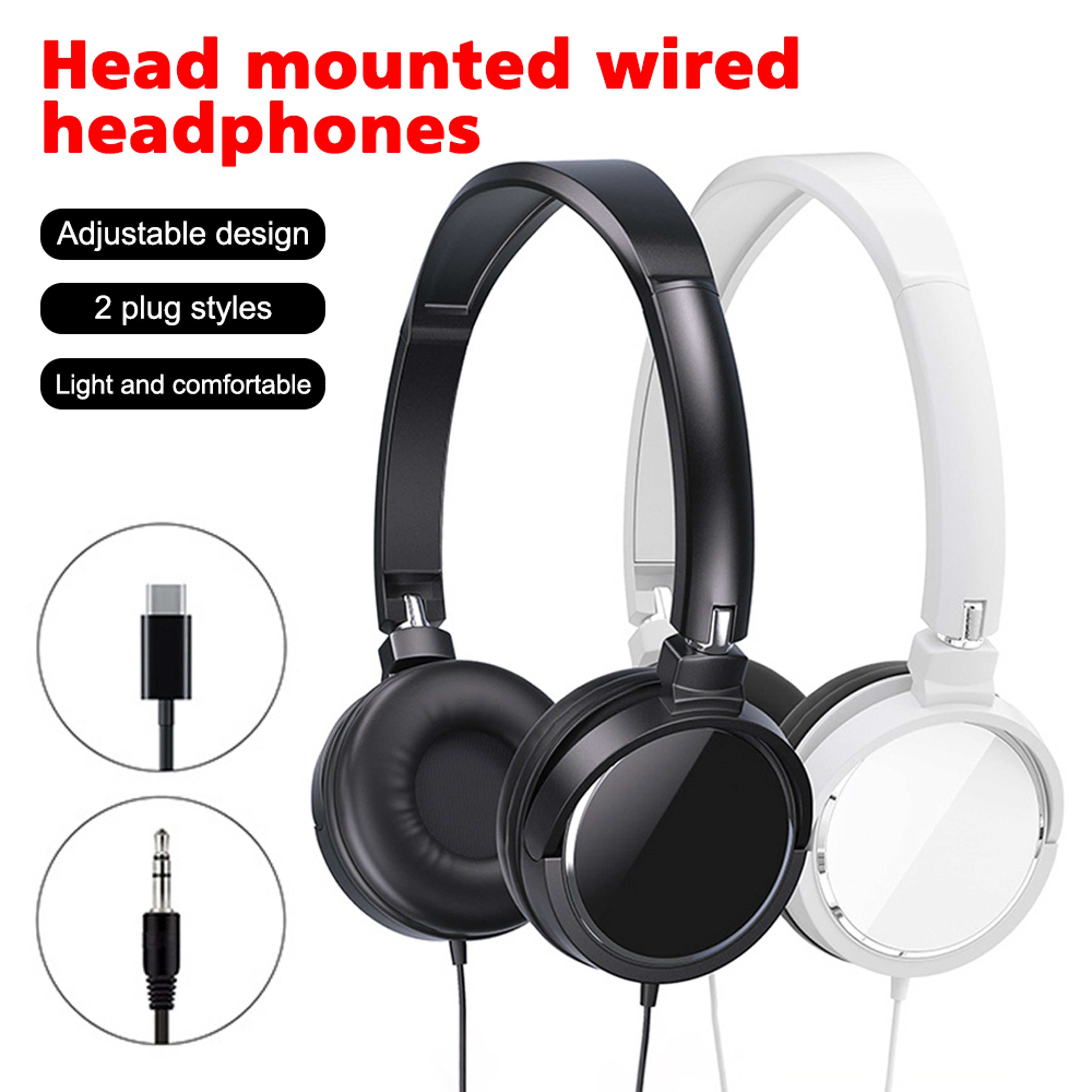 USB C Wired Foldable Headphones With Stereo Bass Sound For Phones And PC 1