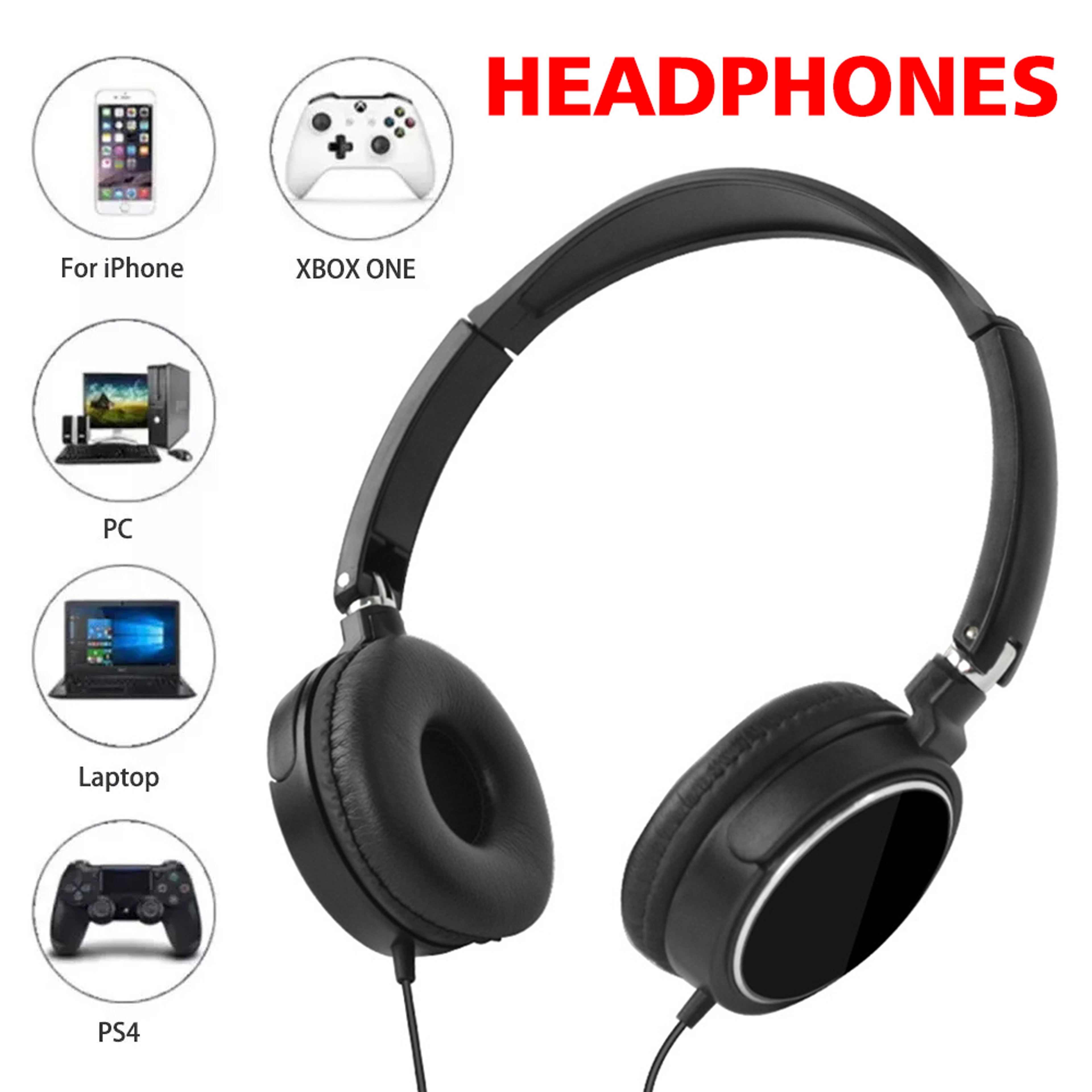 USB C Wired Foldable Headphones With Stereo Bass Sound For Phones And PC 3