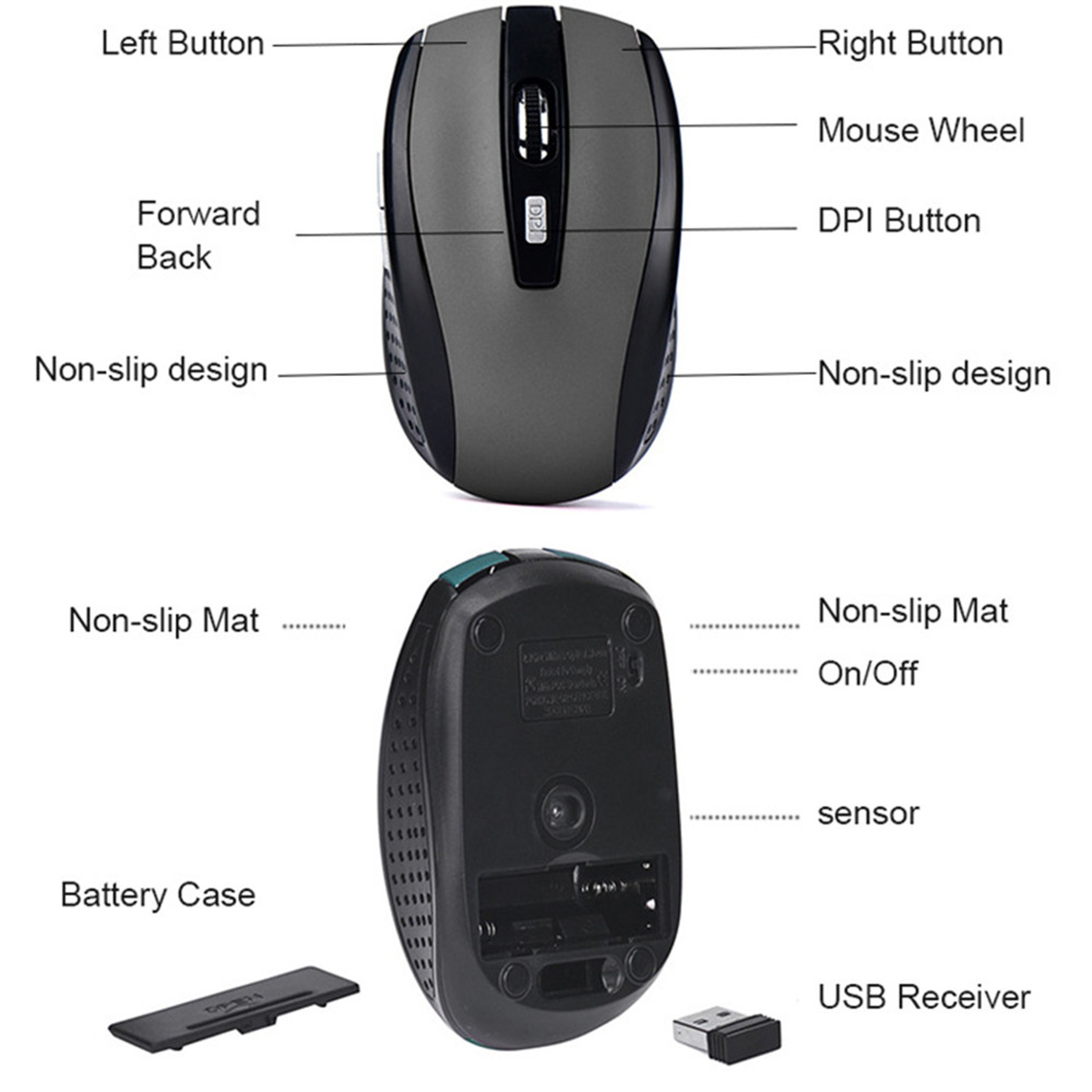 QuietGlide Wireless Mouse With Adjustable DPI For Laptop MacBook  PC 3