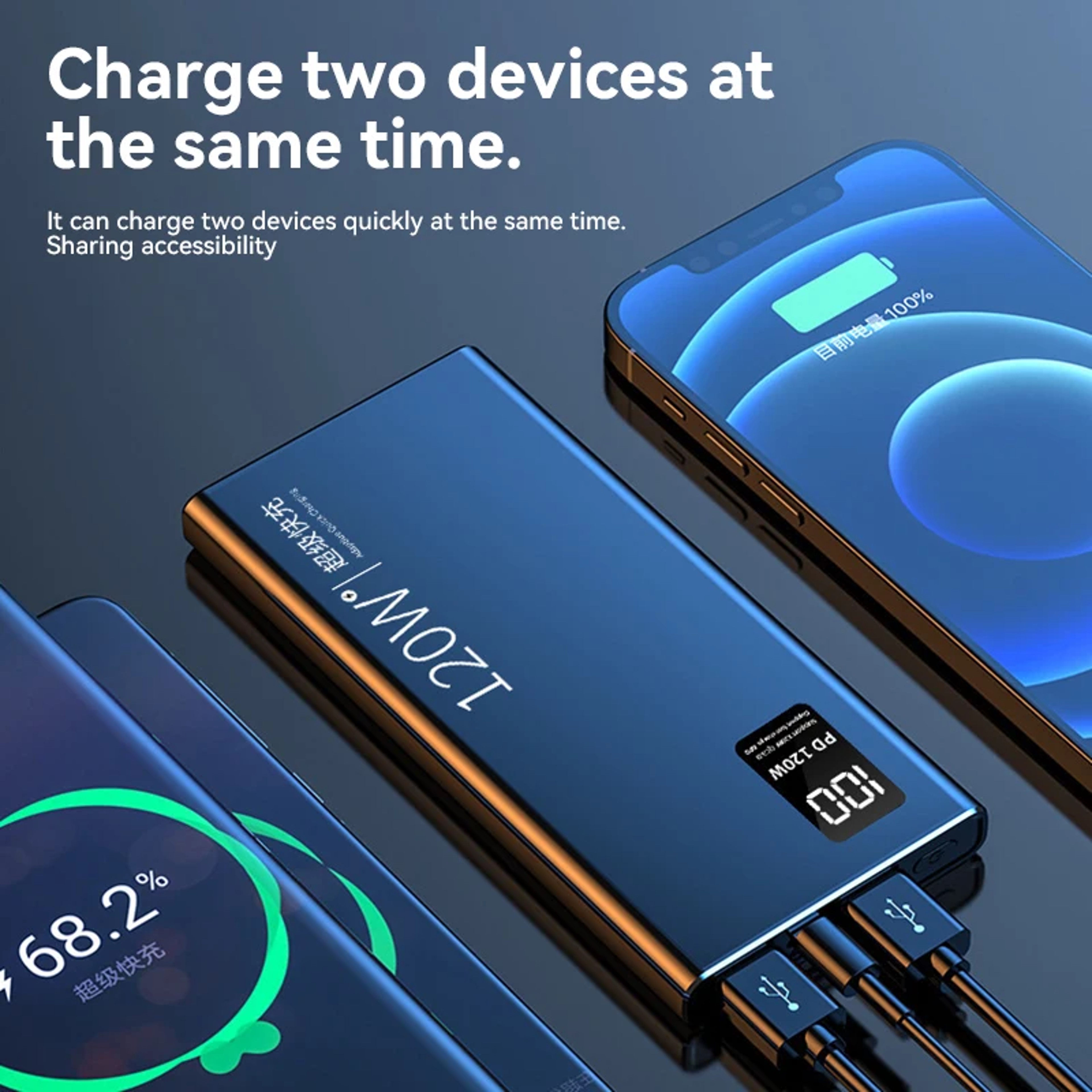 Power Bank 120W Fast Charging Portable Battery Charger With Digital Display 3