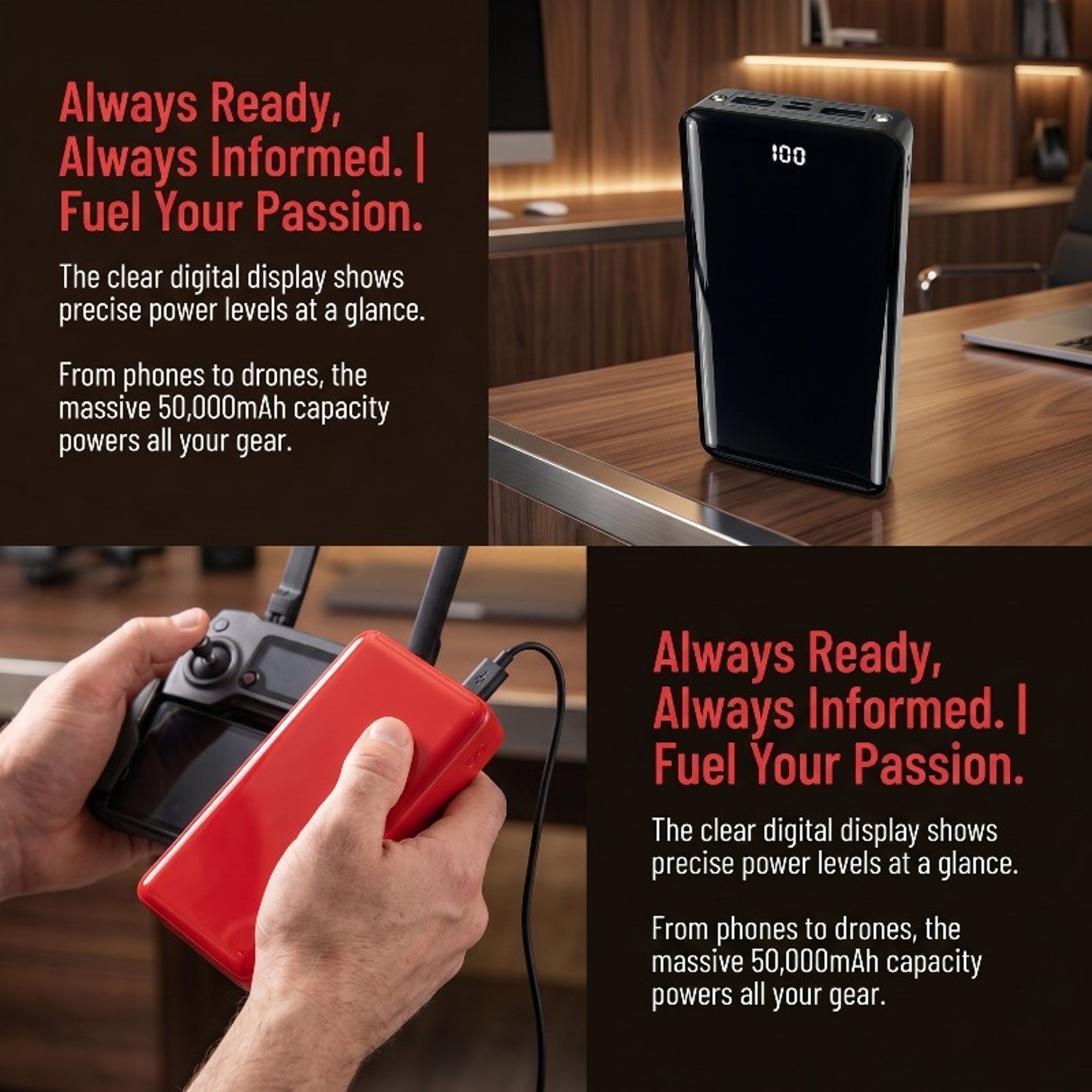 Power Bank Portable Charger With LED Display Flashlight  Multi Port Fast Charging 6