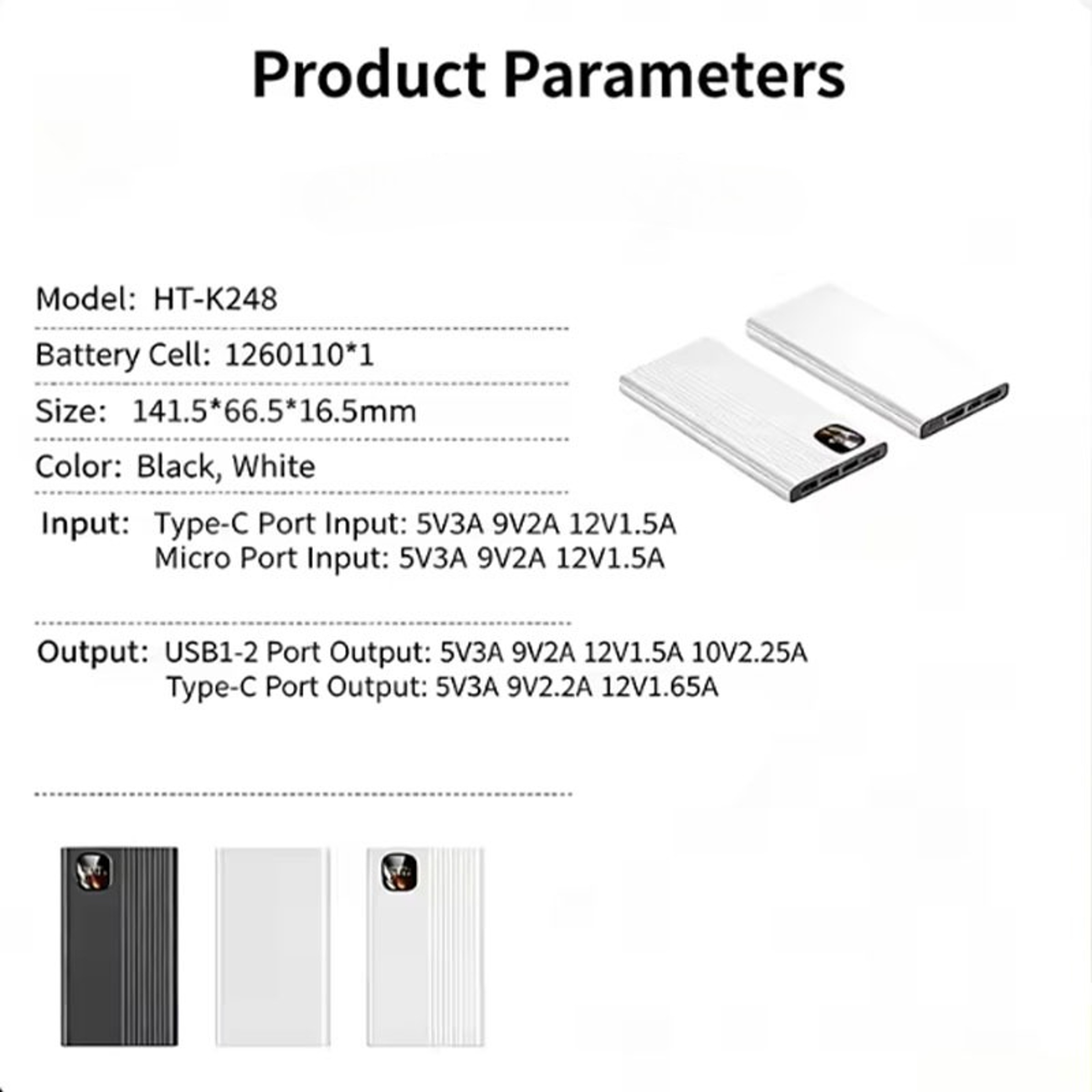 Power Bank With PD Fast Charging Digital Display Portable Charger 4