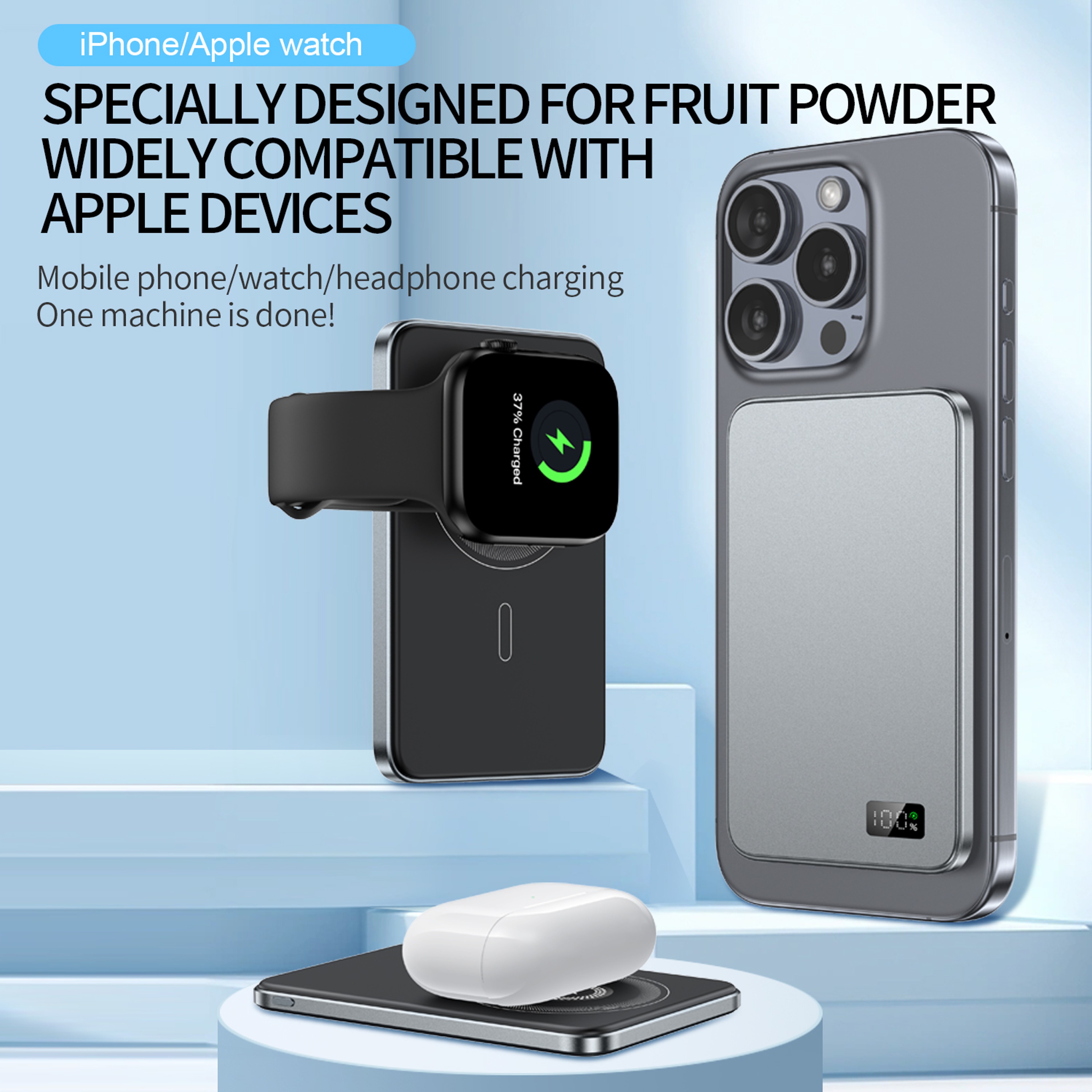 Ultra Slim Magnetic Power Bank Wireless Fast Charger For IPhone And Android 5