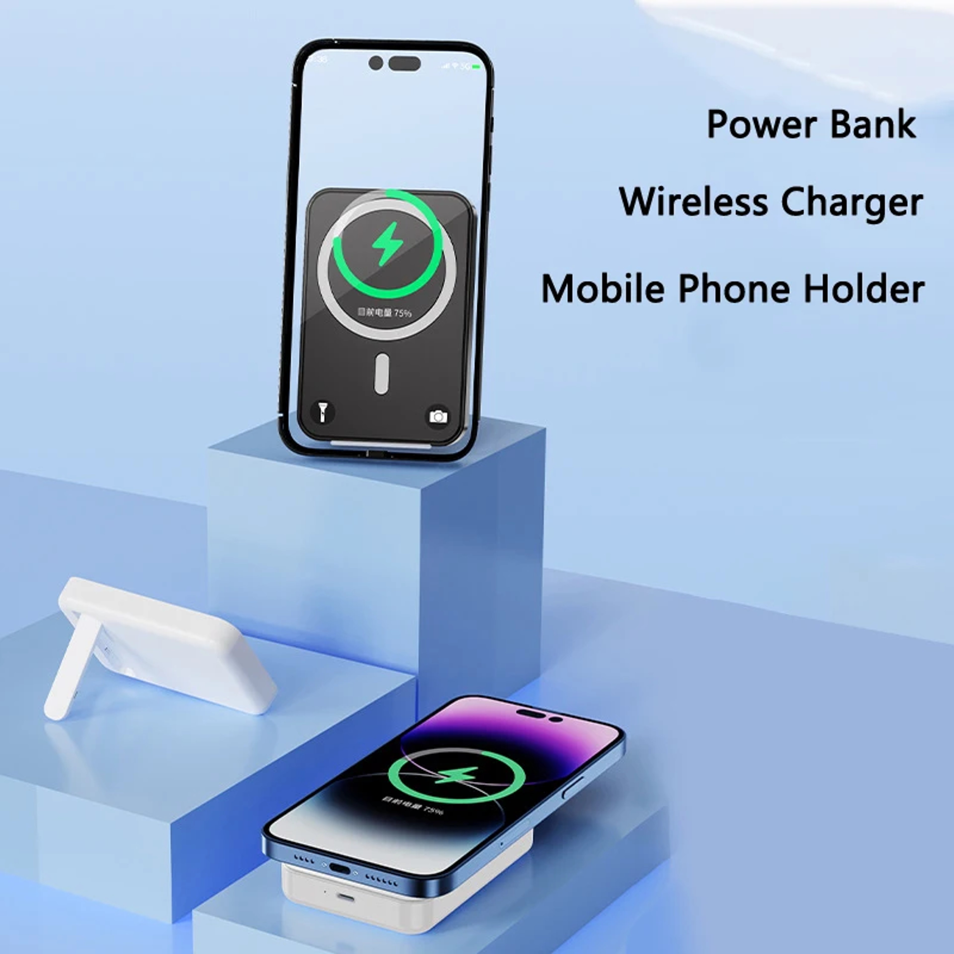 Power Bank Magnetic Wireless Fast Charger With Foldable Stand 4