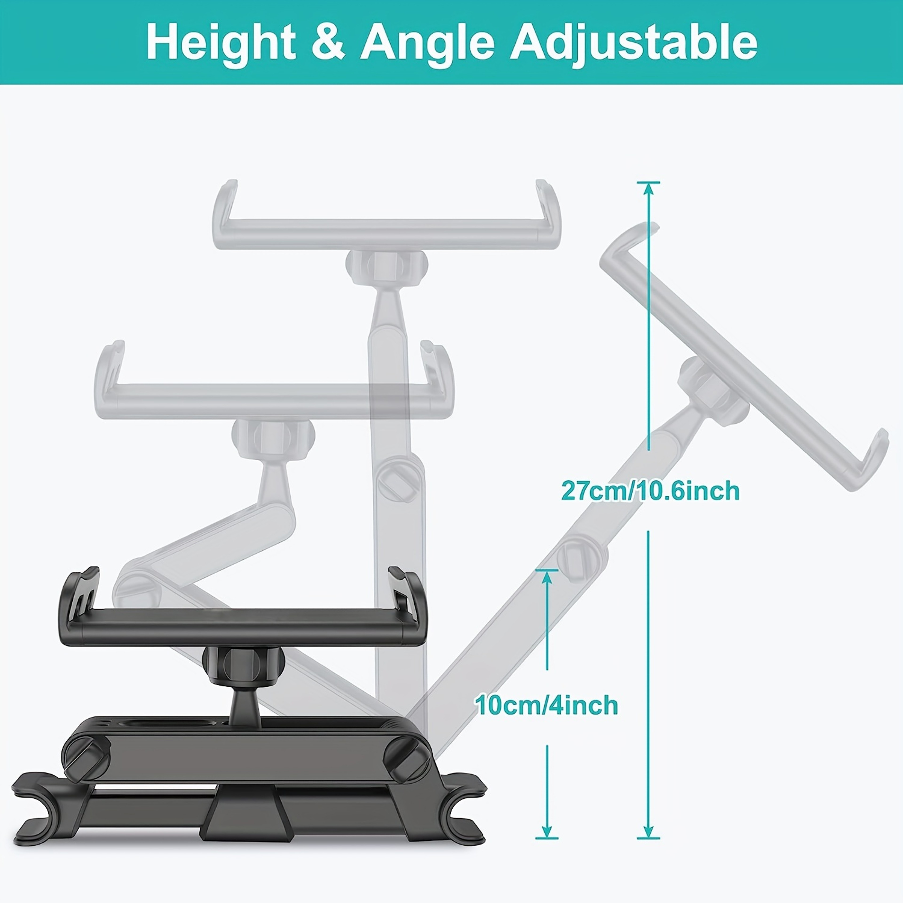 Universal Car Headrest Tablet Mount For IPad Tablets  Phones With Adjustable Viewing 3