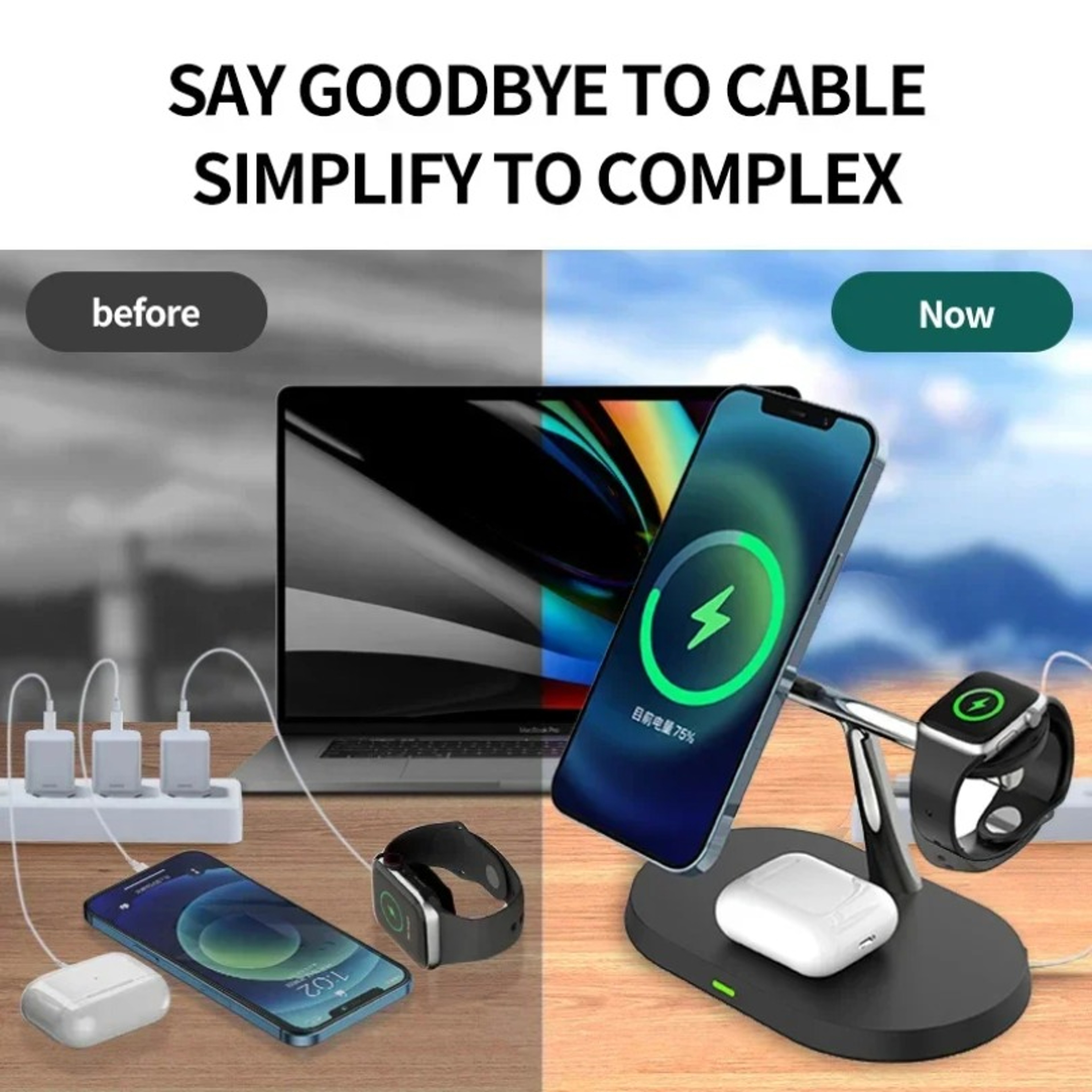 Magnetic Wireless Charger Stand For IPhone Apple Watch  AirPods Fast Charging Dock 3