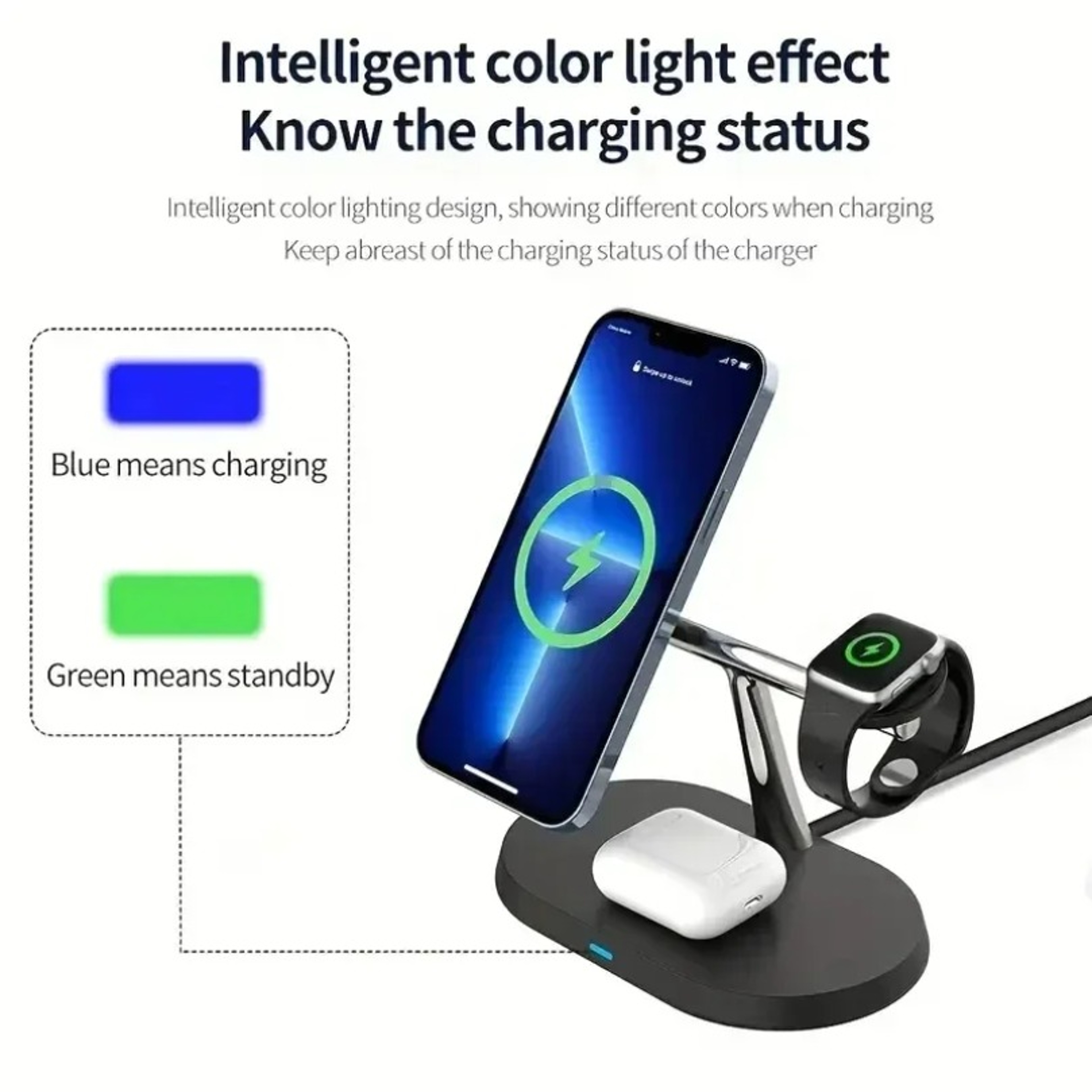 Magnetic Wireless Charger Stand For IPhone Apple Watch  AirPods Fast Charging Dock 6