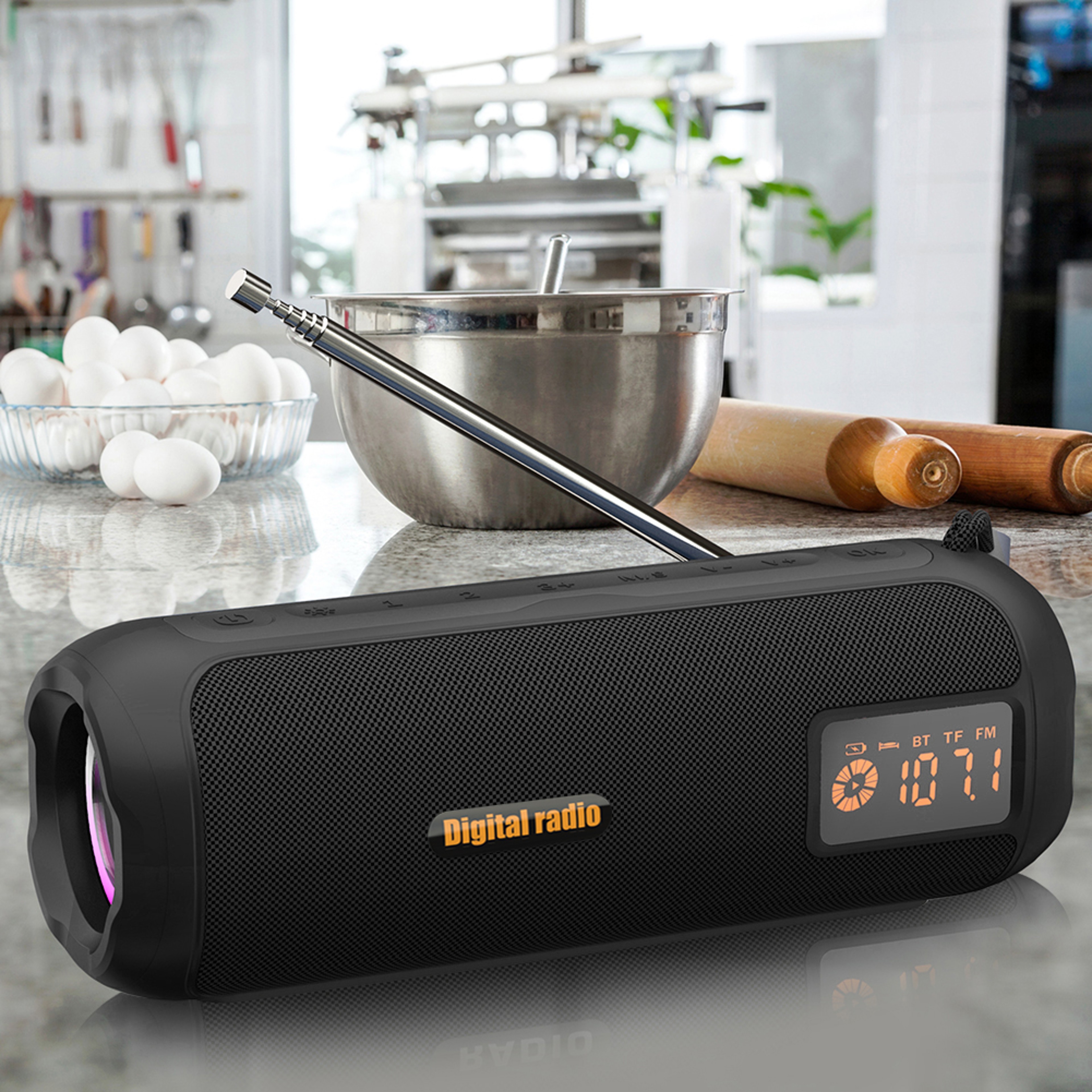 Portable Bluetooth Speaker With FM Radio Rechargeable Wireless Radio And LED Display 4