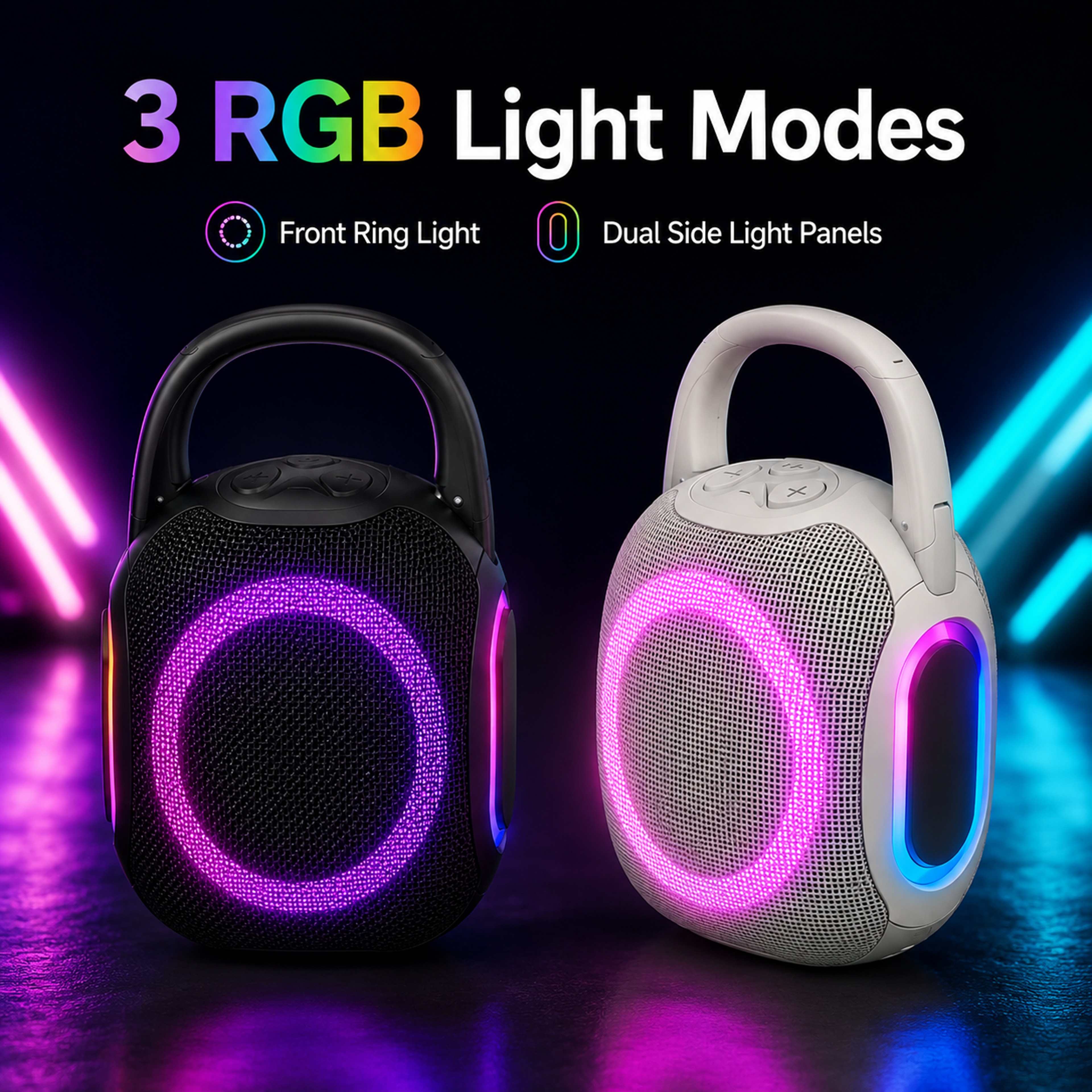 Portable Bluetooth Speaker Waterproof RGB Wireless Speaker With FM Radio  Type C Charging 6