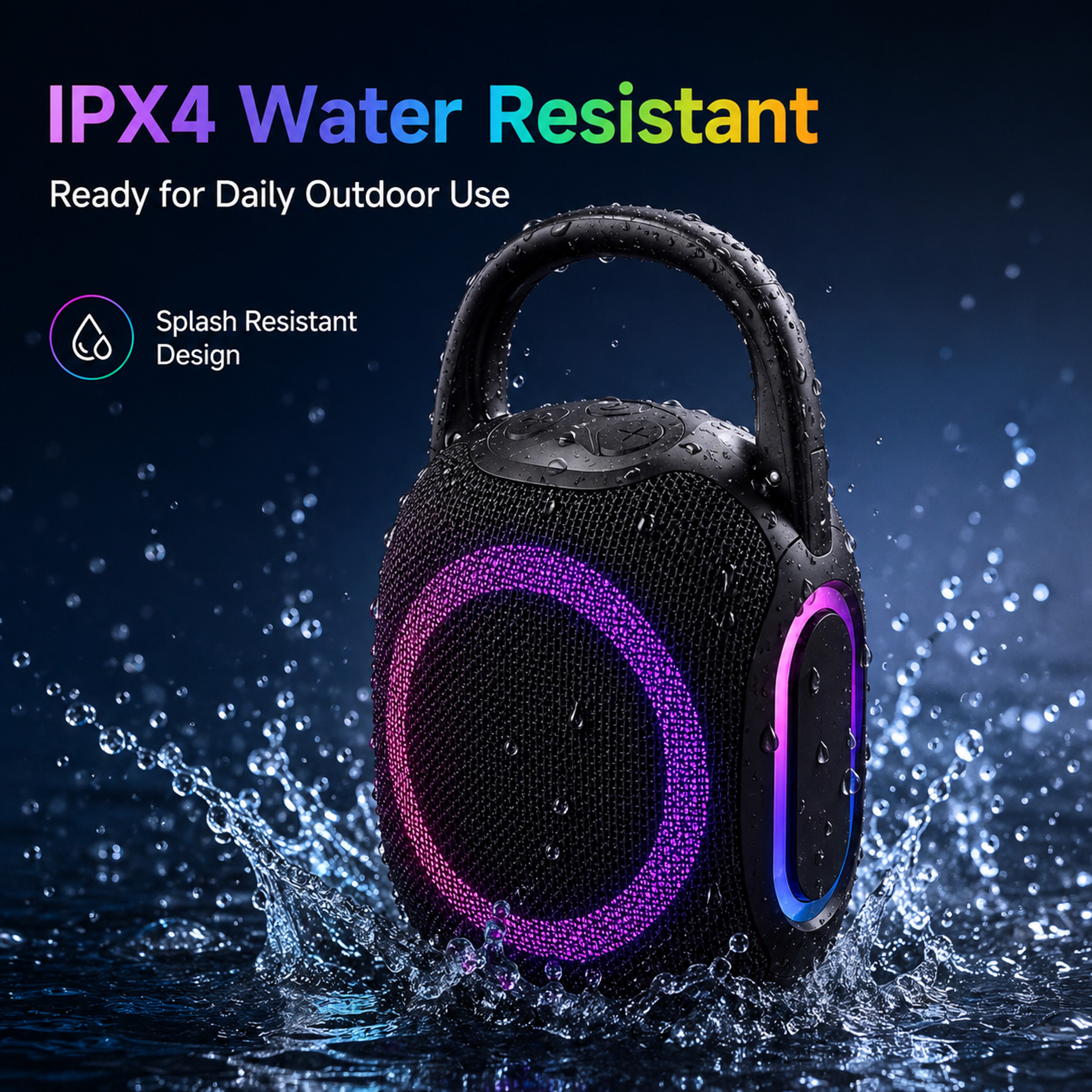 Portable Bluetooth Speaker Waterproof RGB Wireless Speaker With FM Radio  Type C Charging 8