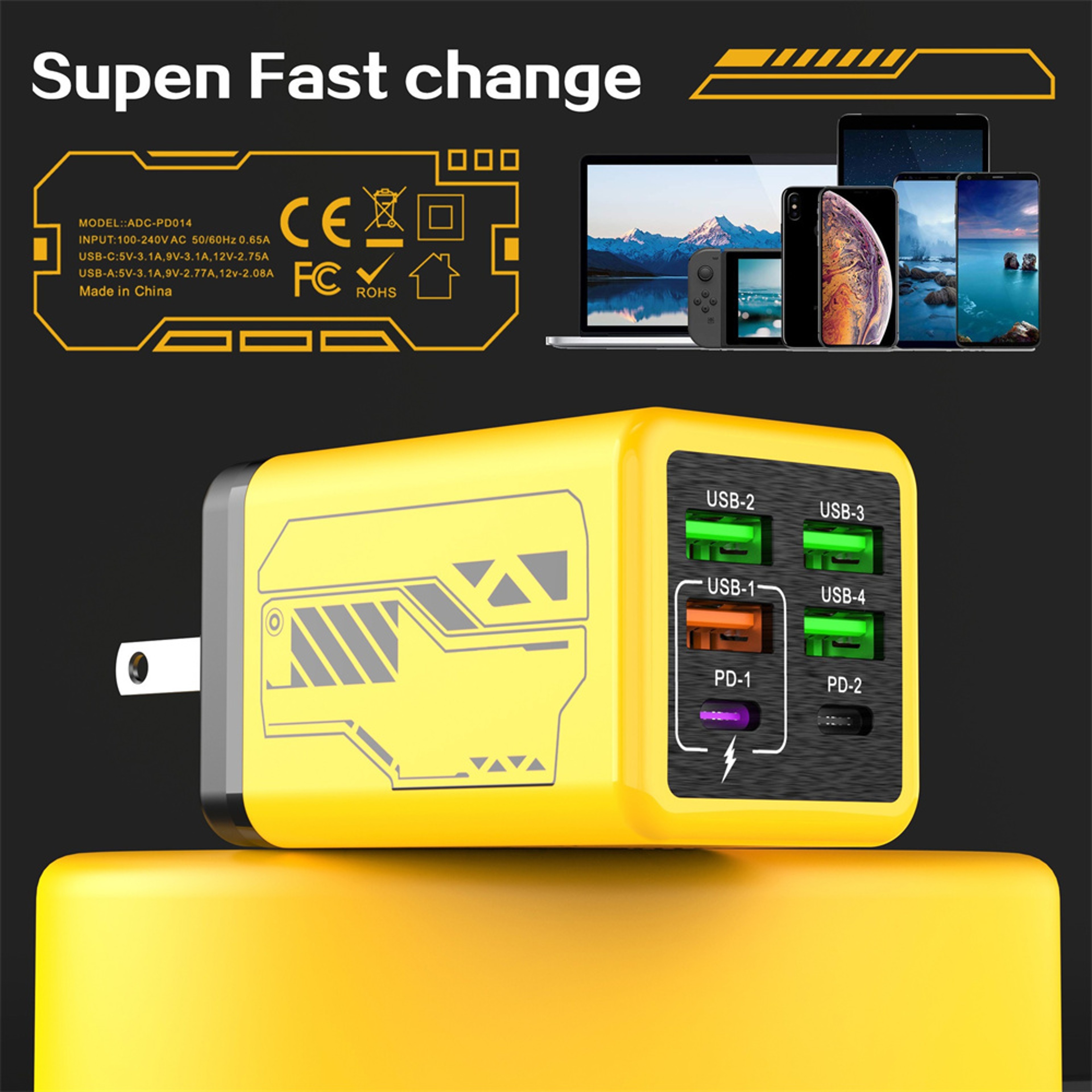 USB C Charger Port Fast Charging Station For Phones Tablets 3