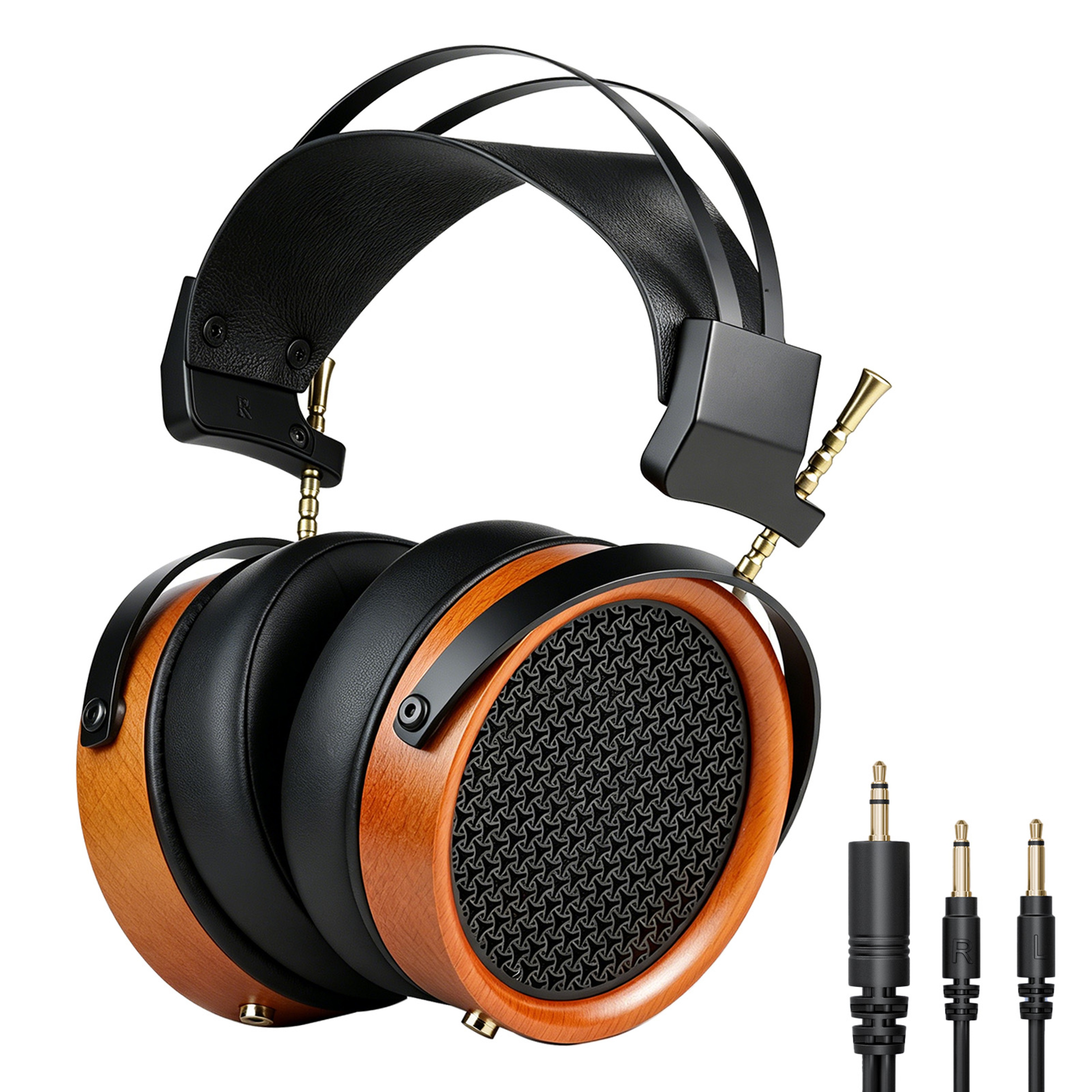 Retro Wooden HiFi Open Back Headphones With Drivers And Dual Detachable Cables 1