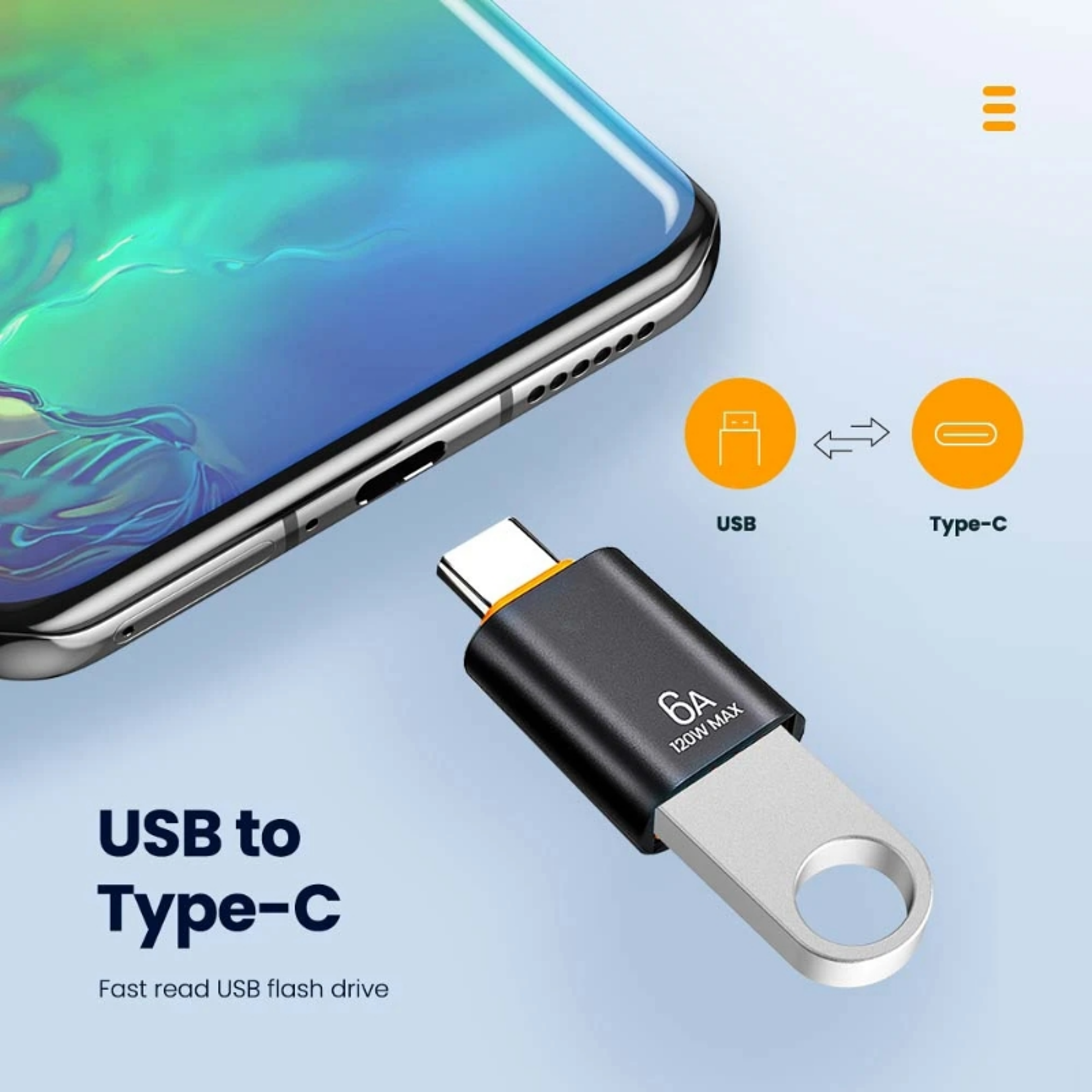 USB To USB C Adapter OTG Converter For Fast Charging  Data Transfer 3