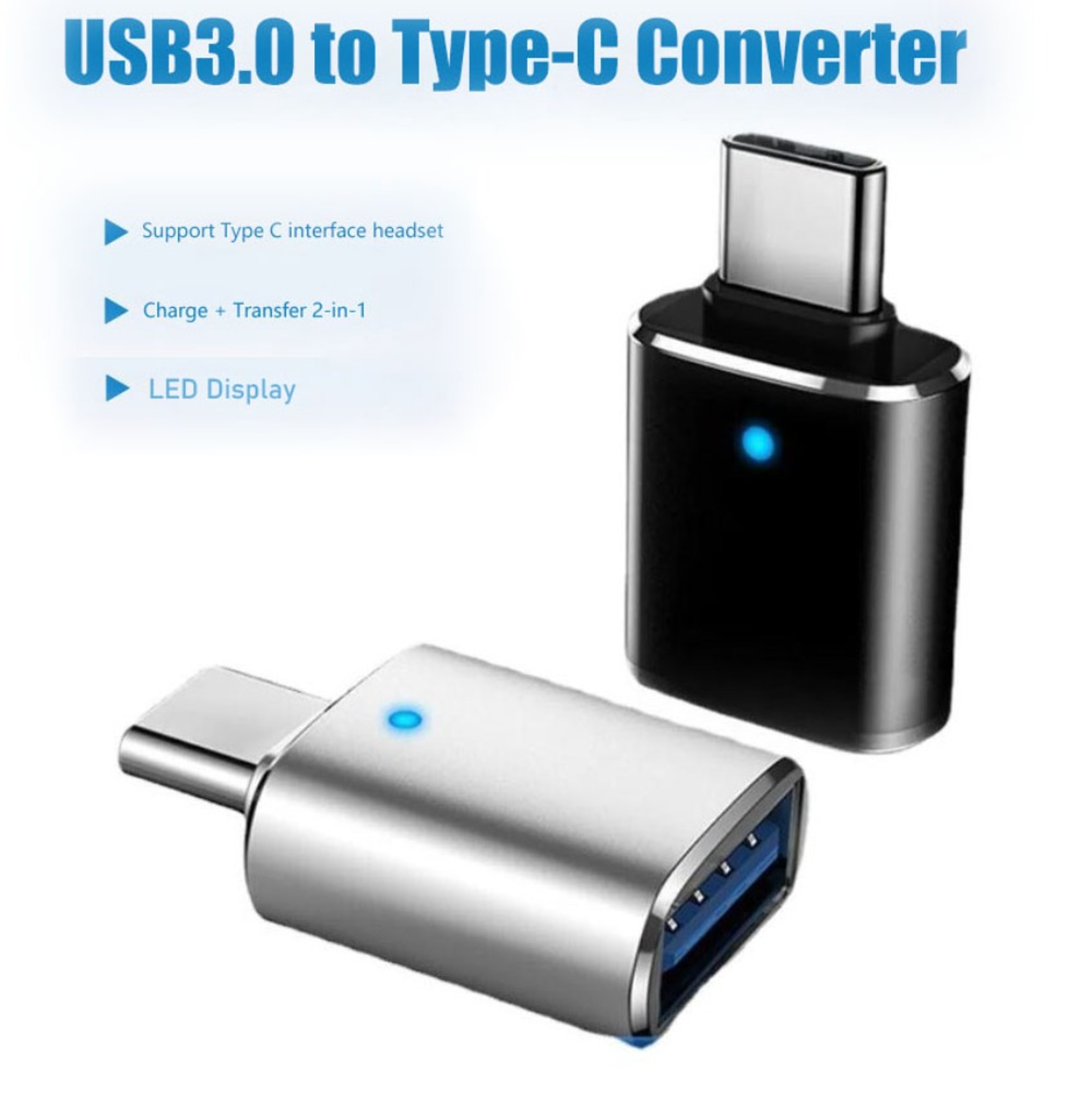 USB C To USB OTG Adapter Fast Data Transfer USB A To USB C Converter With LED Indicator 3